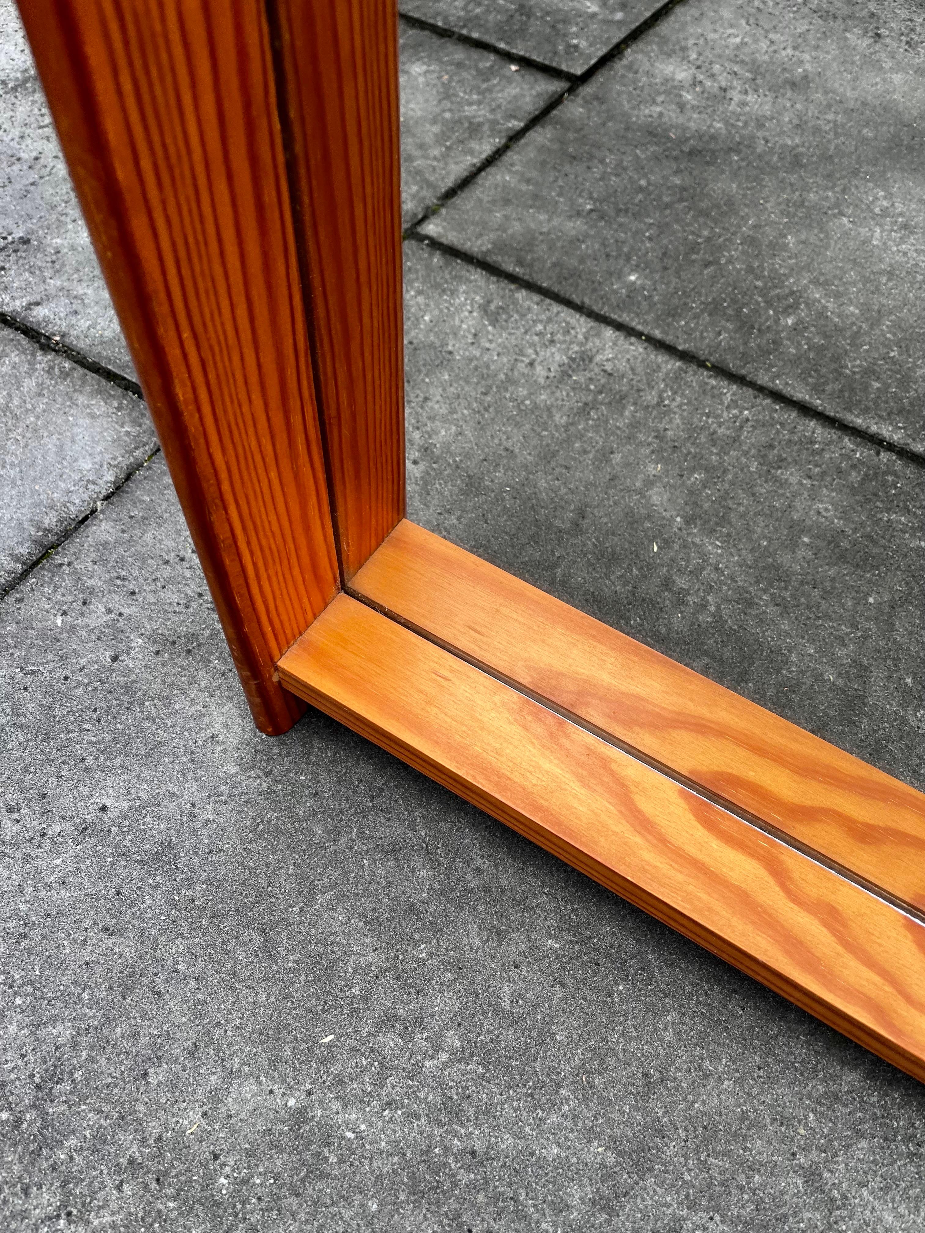 Wall Mirror with Deep Pine Frame in the style of  Charlotte Perriand, 1960's For Sale 4