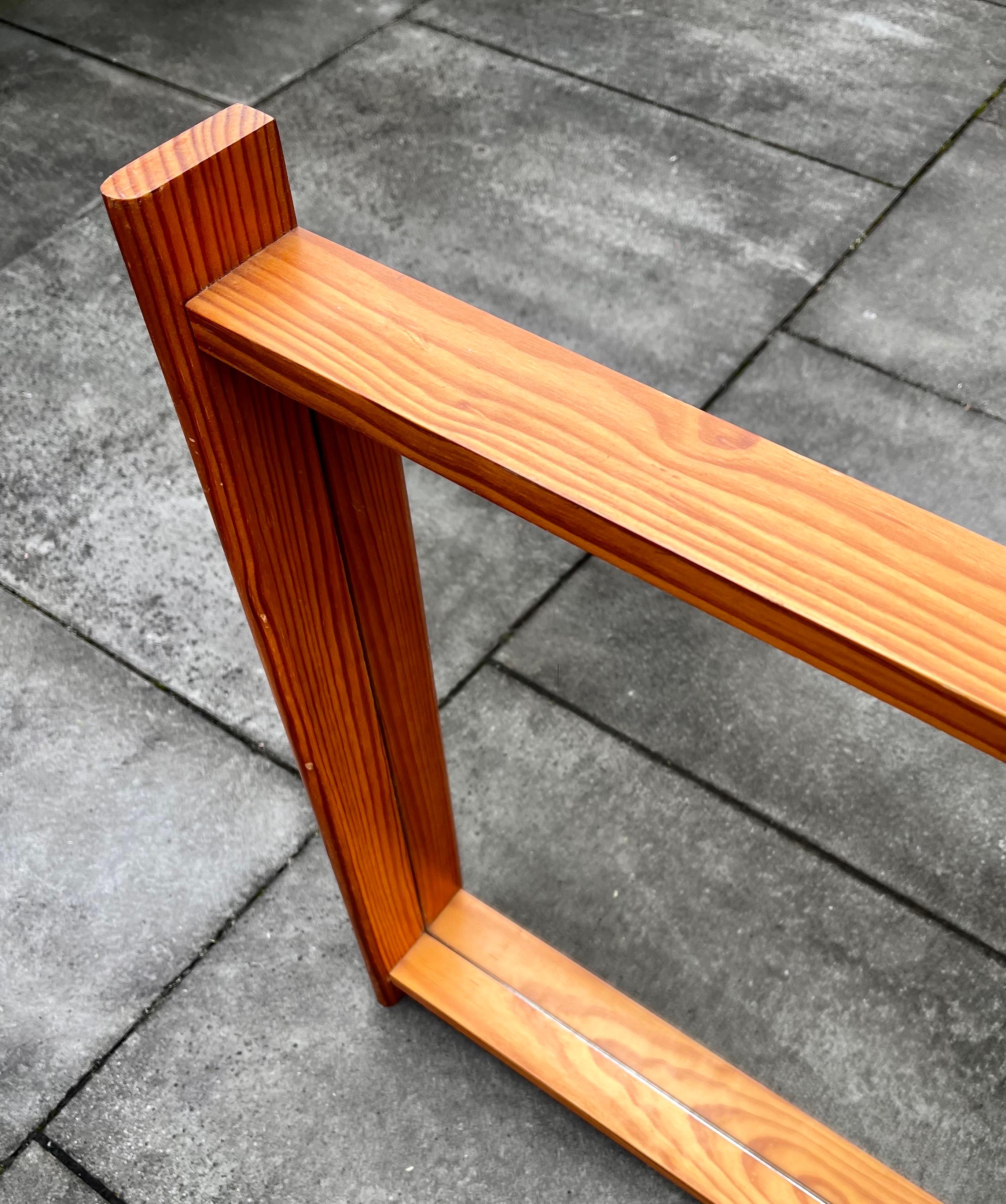 Wall Mirror with Deep Pine Frame in the style of  Charlotte Perriand, 1960's For Sale 1