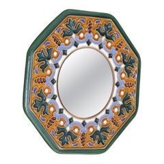 Wall mirror with hexagonal ceramic frame 1970