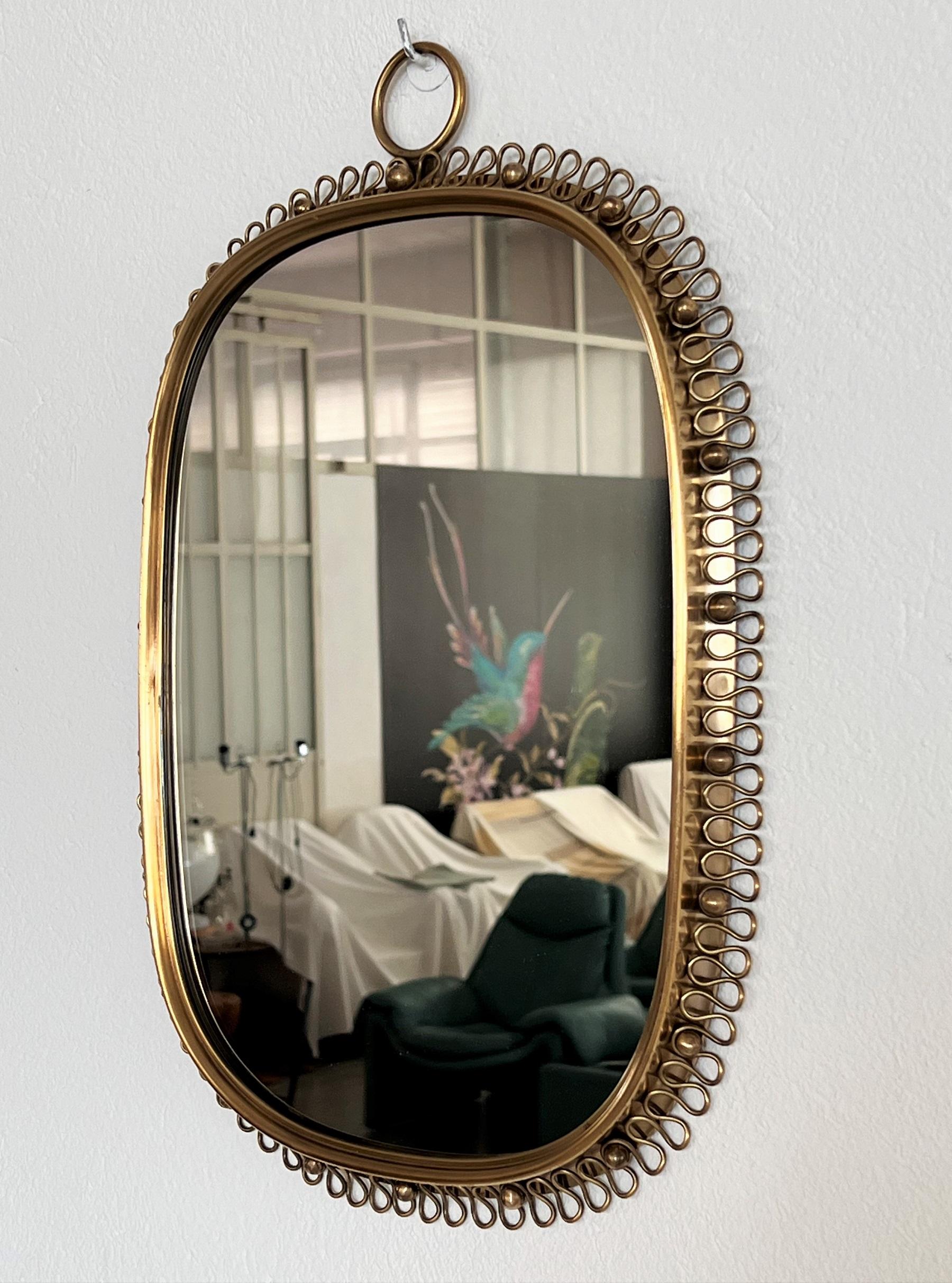 Wall Mirror with Loop Frame in Brass by Josef Frank for Svenskt Tenn, 1950s 6
