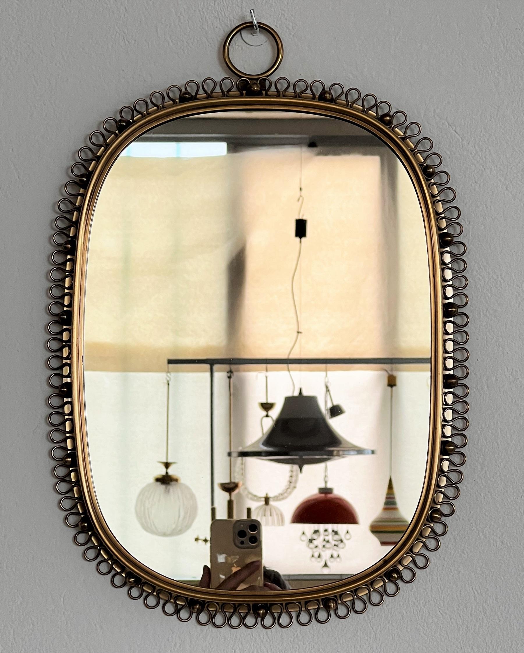 Wall Mirror with Loop Frame in Brass by Josef Frank for Svenskt Tenn, 1950s 7