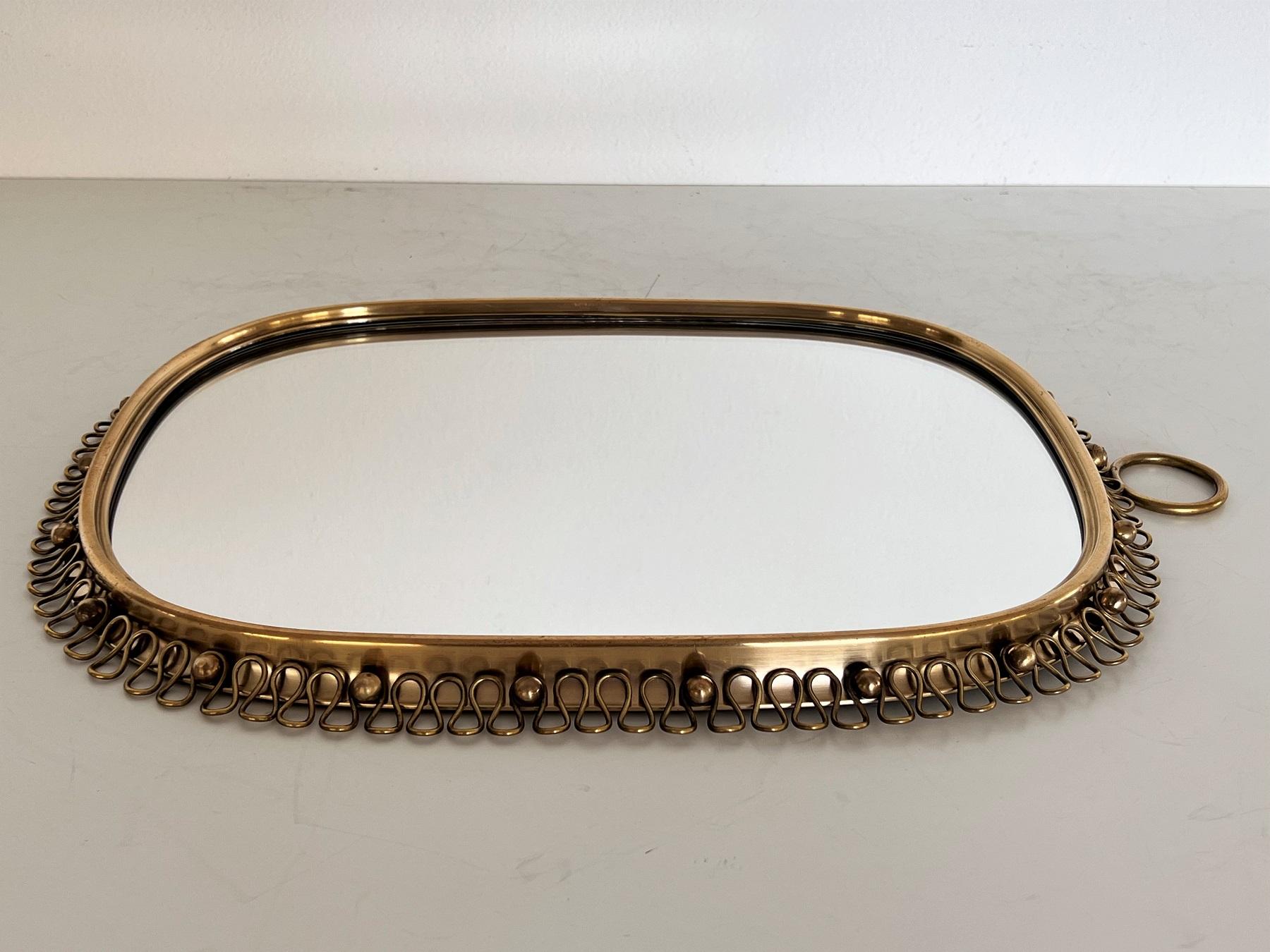 Wall Mirror with Loop Frame in Brass by Josef Frank for Svenskt Tenn, 1950s 9