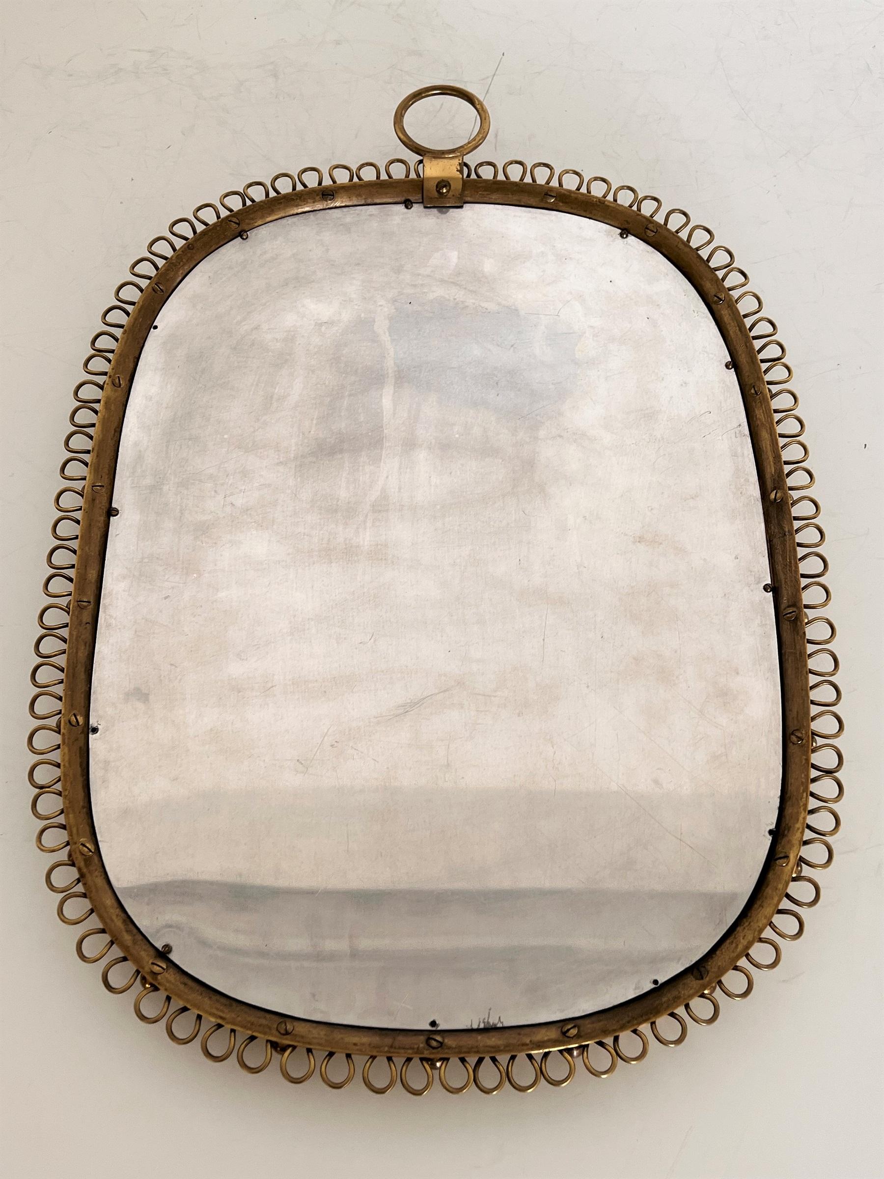 Wall Mirror with Loop Frame in Brass by Josef Frank for Svenskt Tenn, 1950s 10