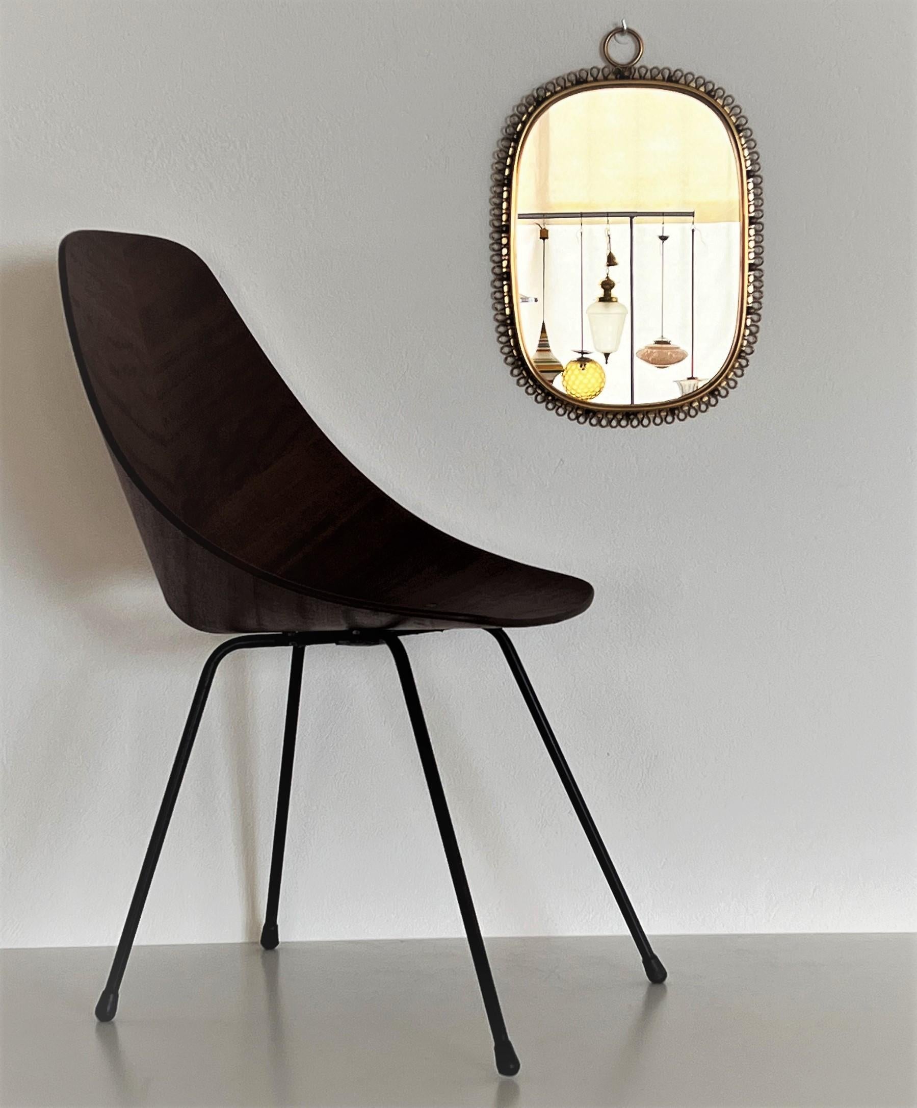 Swedish Wall Mirror with Loop Frame in Brass by Josef Frank for Svenskt Tenn, 1950s