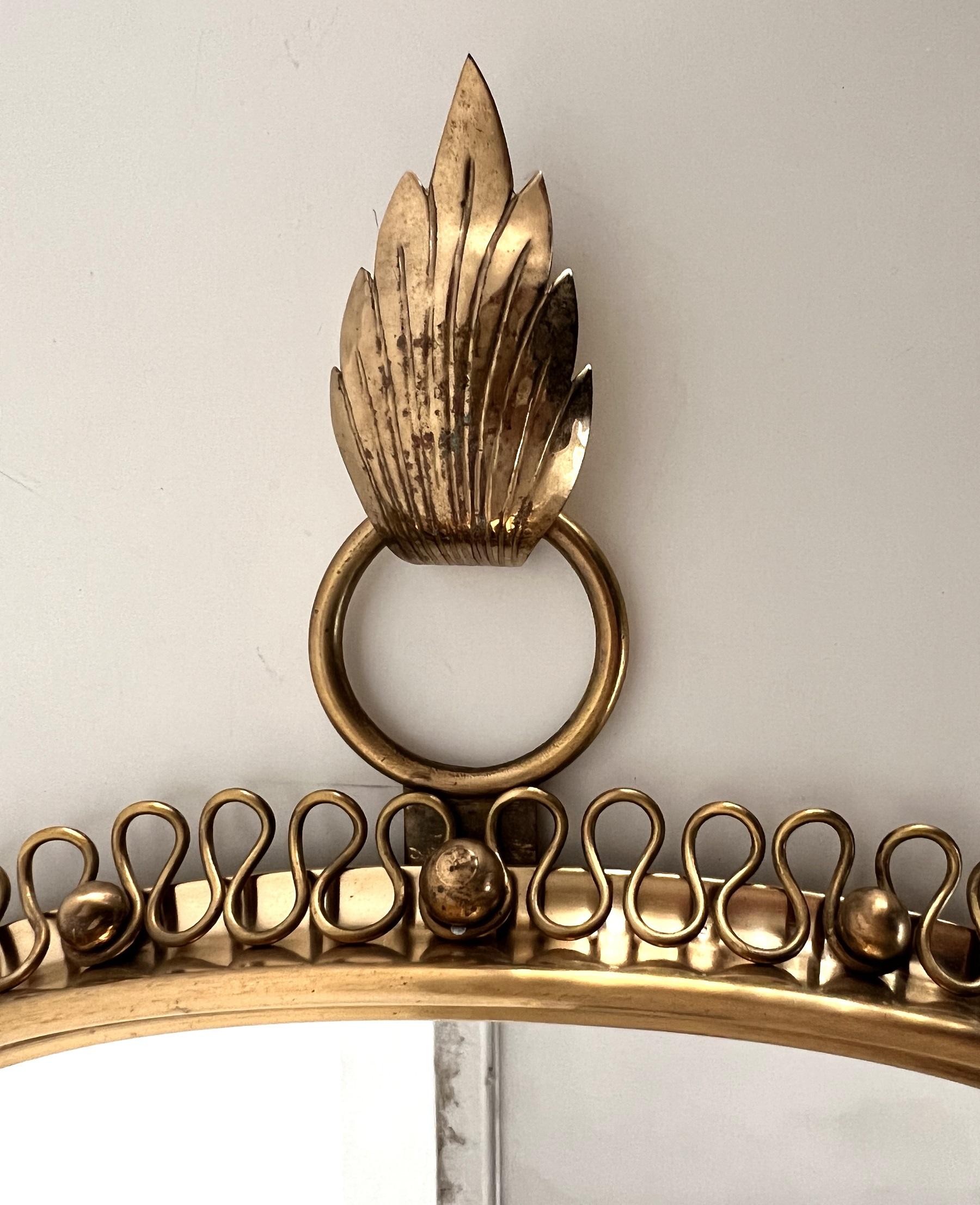 Wall Mirror with Loop Frame in Brass by Josef Frank for Svenskt Tenn, 1950s 13