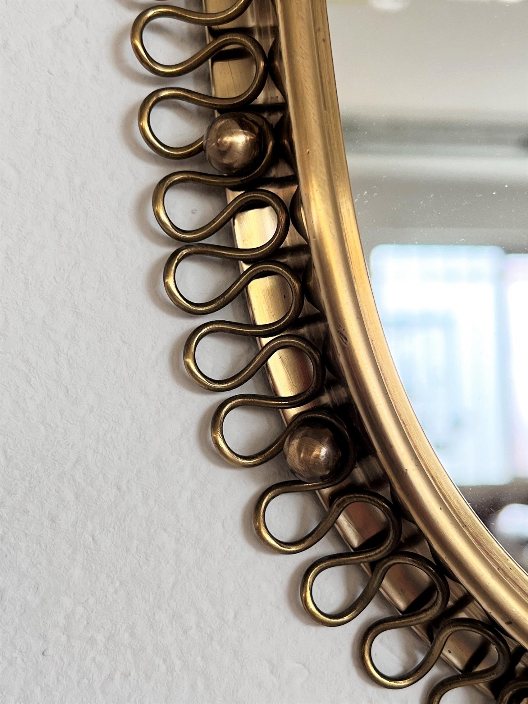 Wall Mirror with Loop Frame in Brass by Josef Frank for Svenskt Tenn, 1950s 2