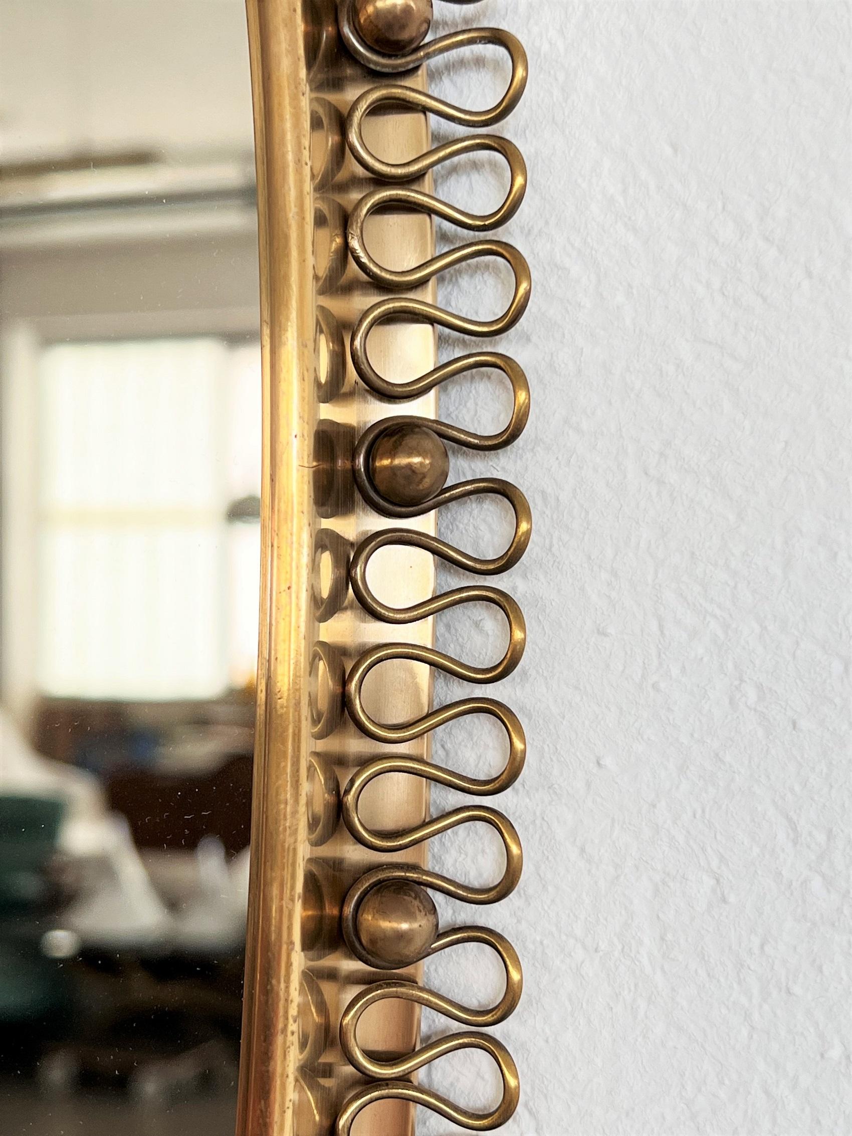 Wall Mirror with Loop Frame in Brass by Josef Frank for Svenskt Tenn, 1950s 4