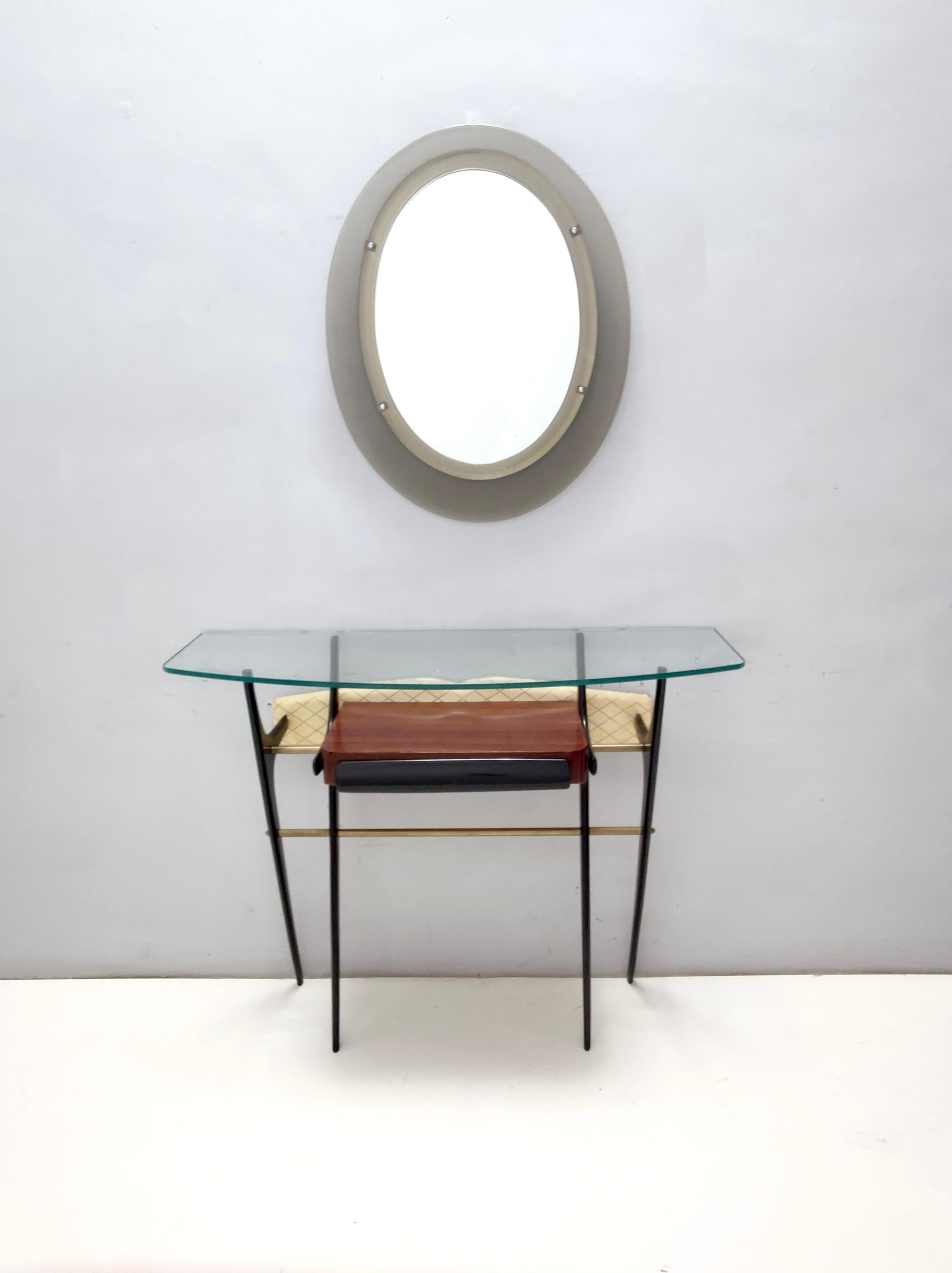 Italian Wall Mirror with Smoked Glass Frame in the style of Max Ingrand for Fontana Arte