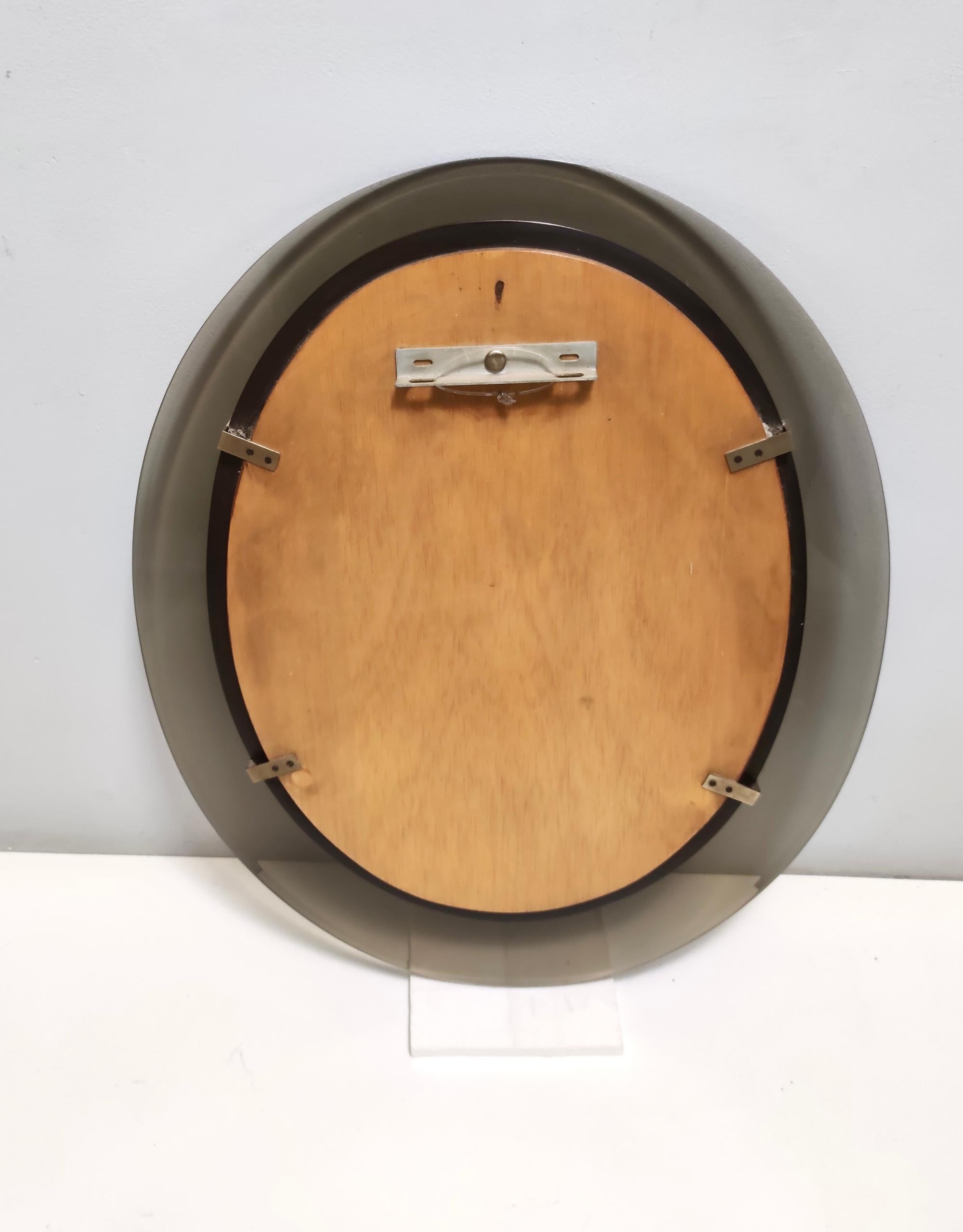 Steel Wall Mirror with Smoked Glass Frame in the style of Max Ingrand for Fontana Arte