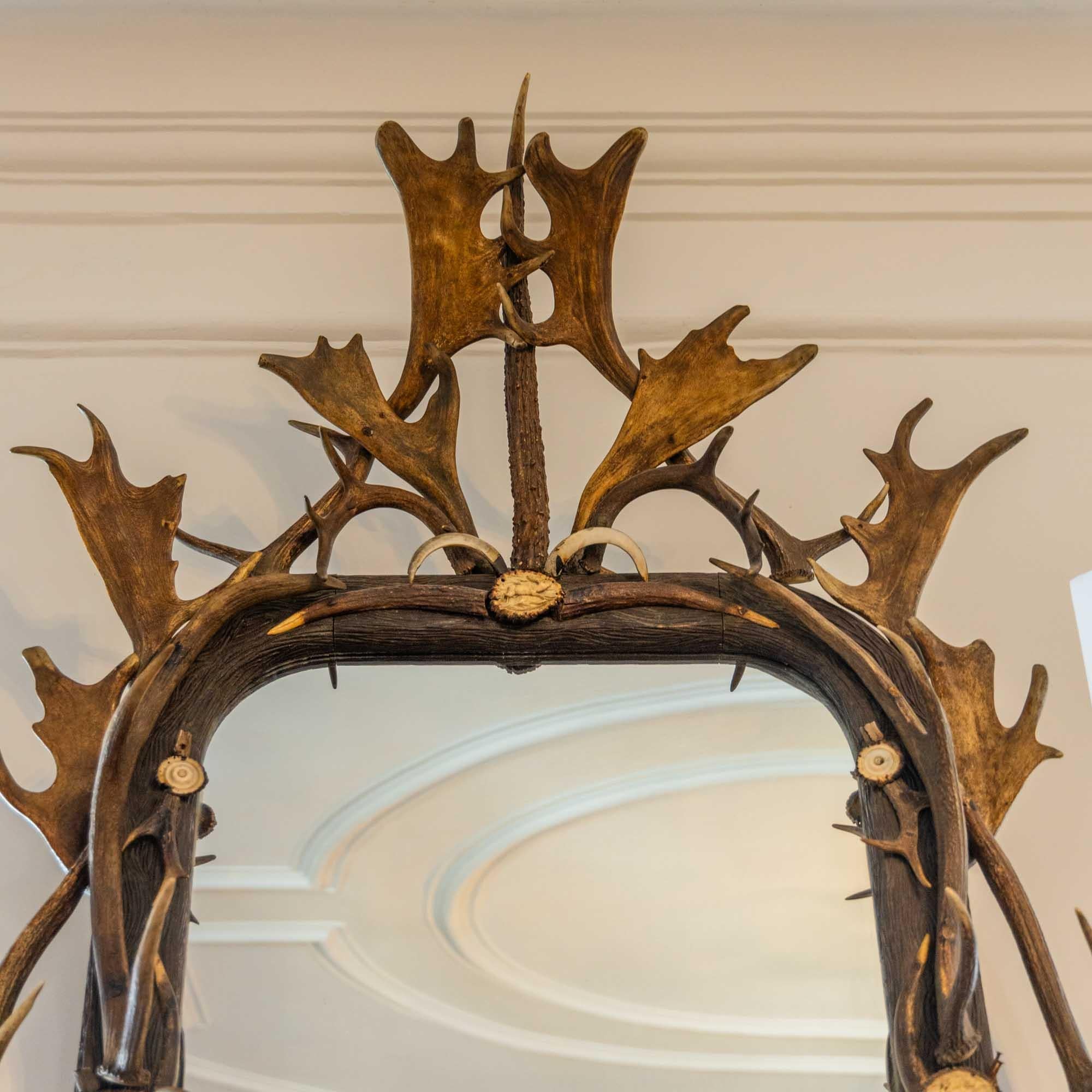 Wall Mirror with Stag Antlers, 2nd half 19th century 3
