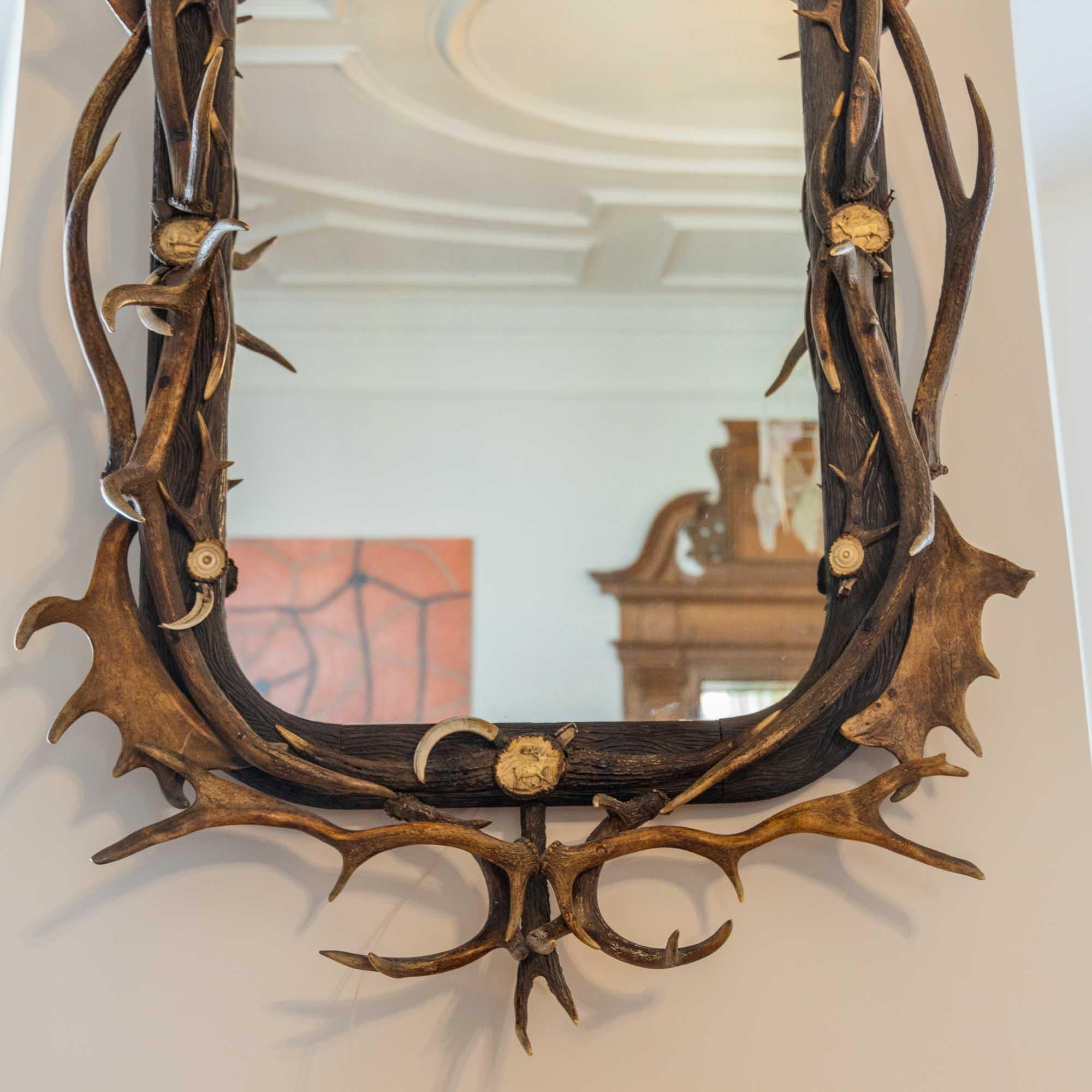 Wall Mirror with Stag Antlers, 2nd half 19th century 4