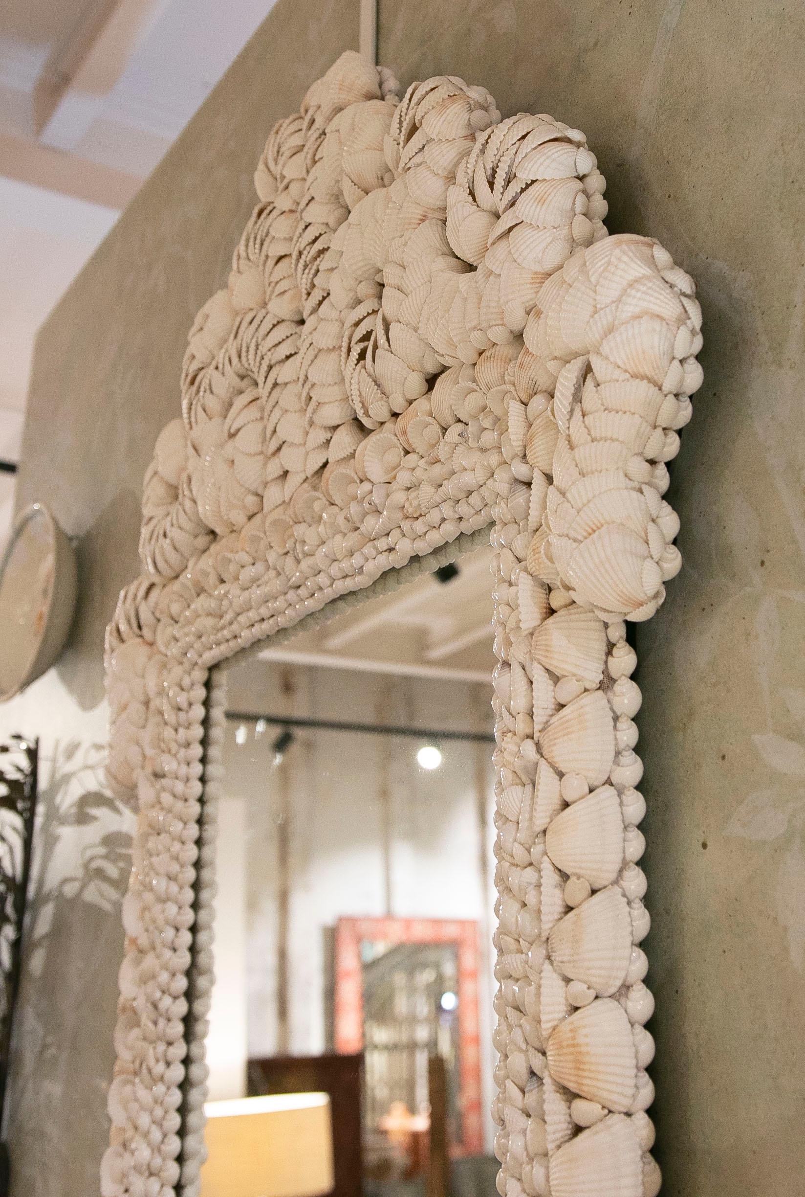 Wall Mirror with Top Made of Seashells and Conch Shells 9