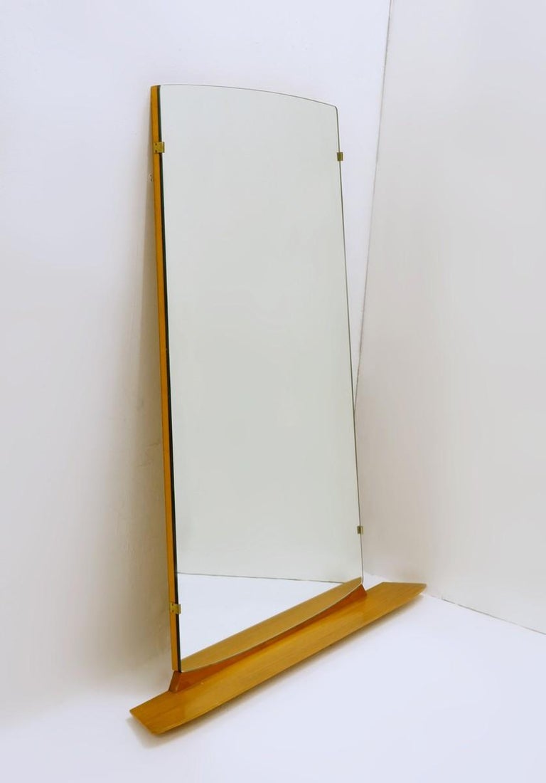 Wall Mirror with Wood Shelf at 1stDibs