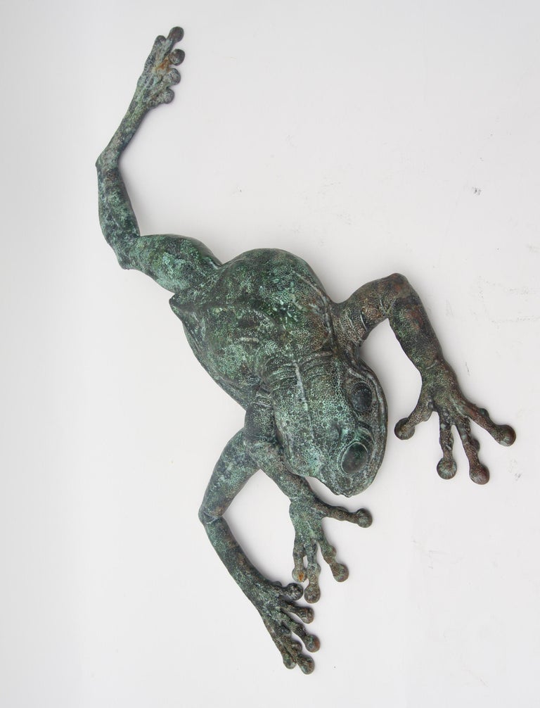 Wall Mount Bronze Frog Sculpture by Kathy Spalding at 1stDibs