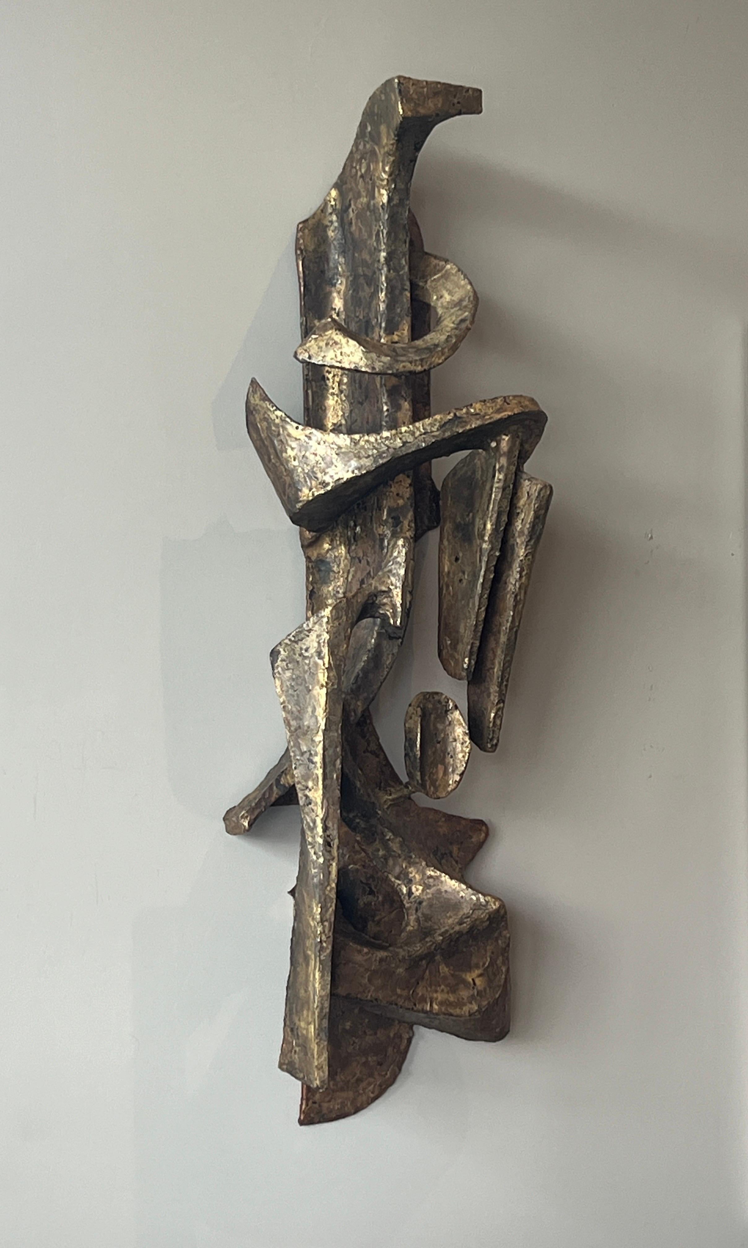 Una grande scultura in bronzo da parete di Ted Egri, anni '60.