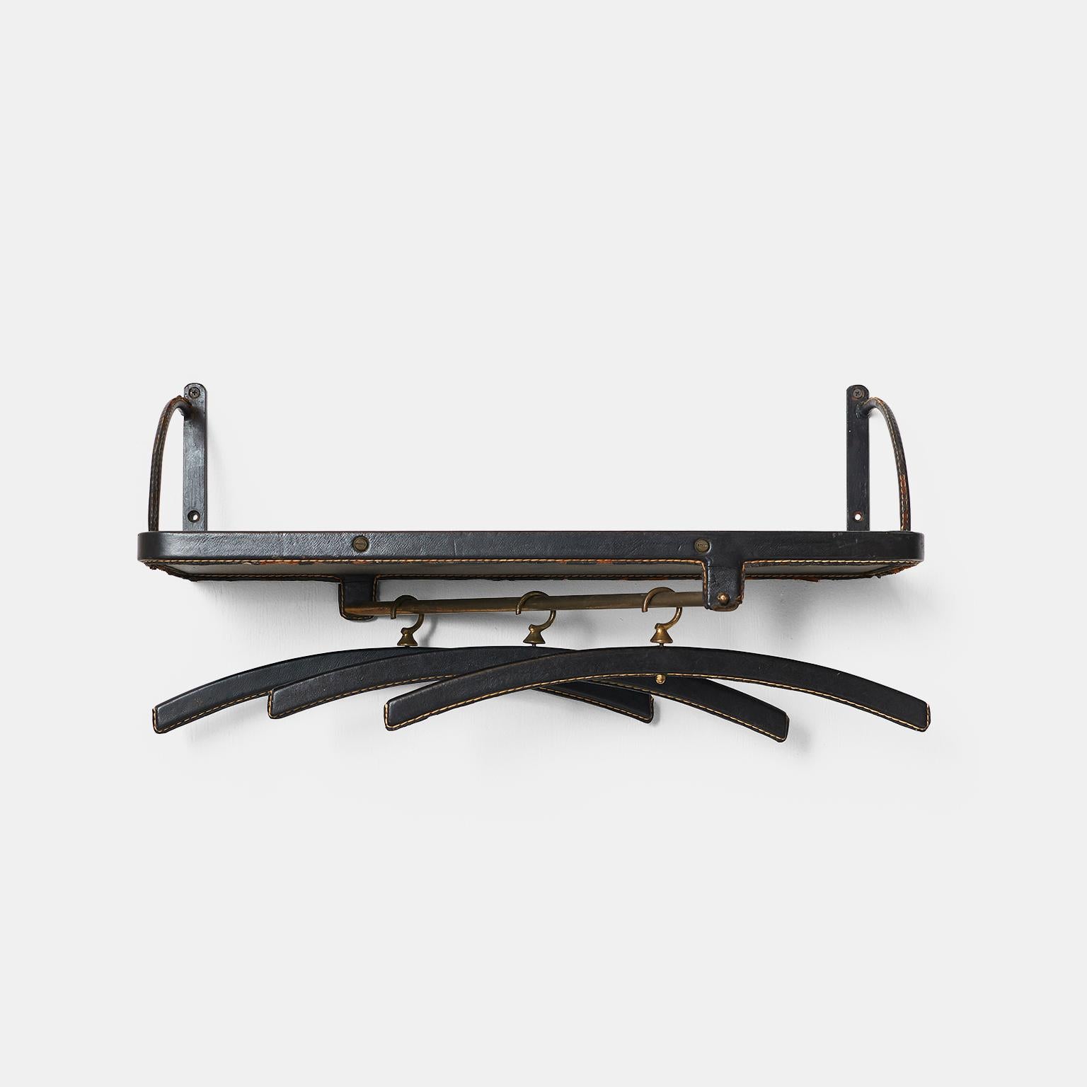 French Wall Mount Coat Rack by Jacques Adnet