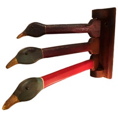 Wall Mount Folk Art Mallard Duck Hand Towel Holder