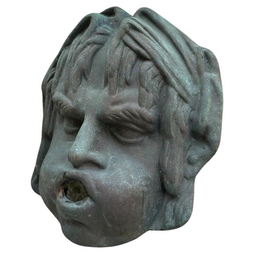 Fontaine murale bec Tête de fille en bronze coulé Water Feature Antiques CA