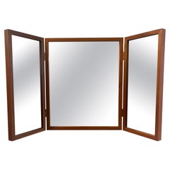 Wall Mount or Table Trifold Teak Vanity Mirror Kai Kristiansen