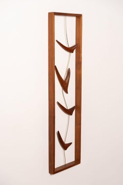 Wall Mount Sculpture in Walnut by Mid Century Modern Artist Val Robbins 1960s