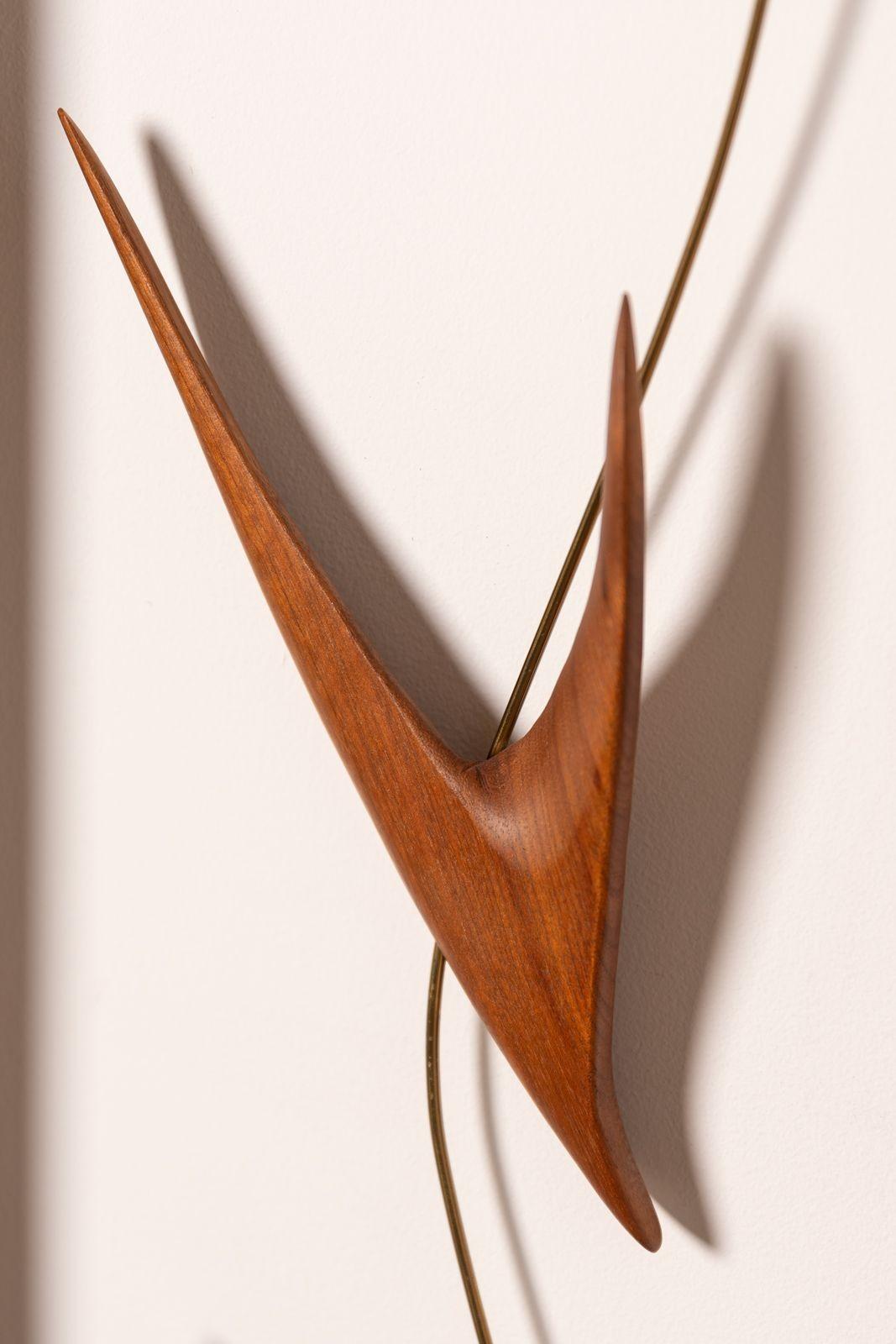 Mid-Century Modern Wall Mount Sculpture in Walnut by Mid Century Modern Artist Val Robbins 1960s