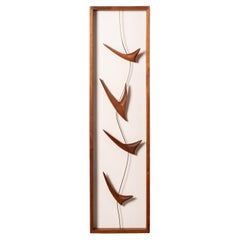 Wall Mount Sculpture in Walnut by Mid Century Modern Artist Val Robbins 1960s