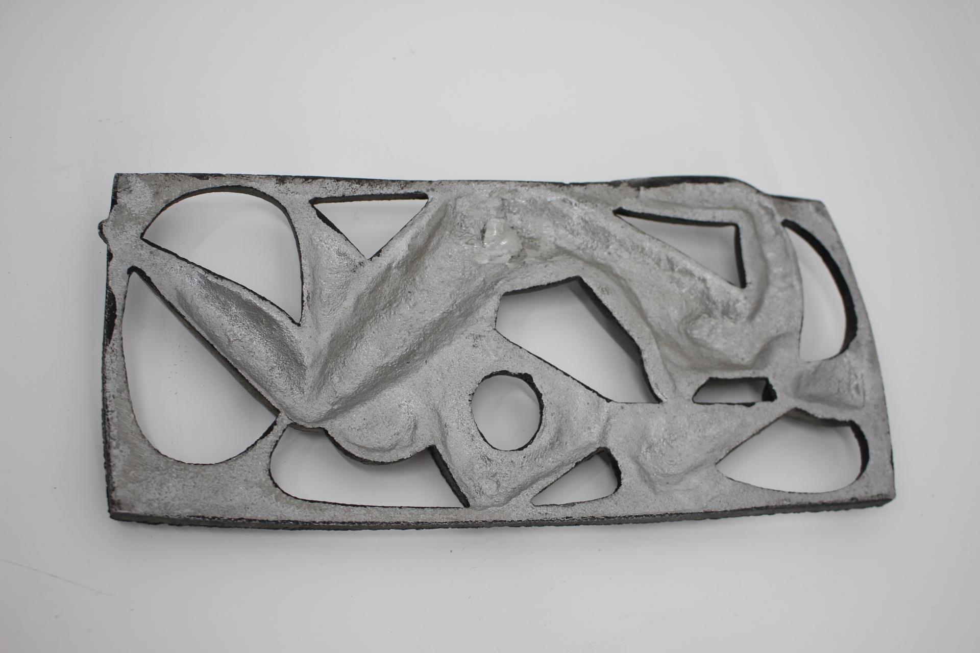 Wall mounted aluminium object / woman sculpture - around 1960s / Czechoslovakia In Good Condition For Sale In Praha, CZ