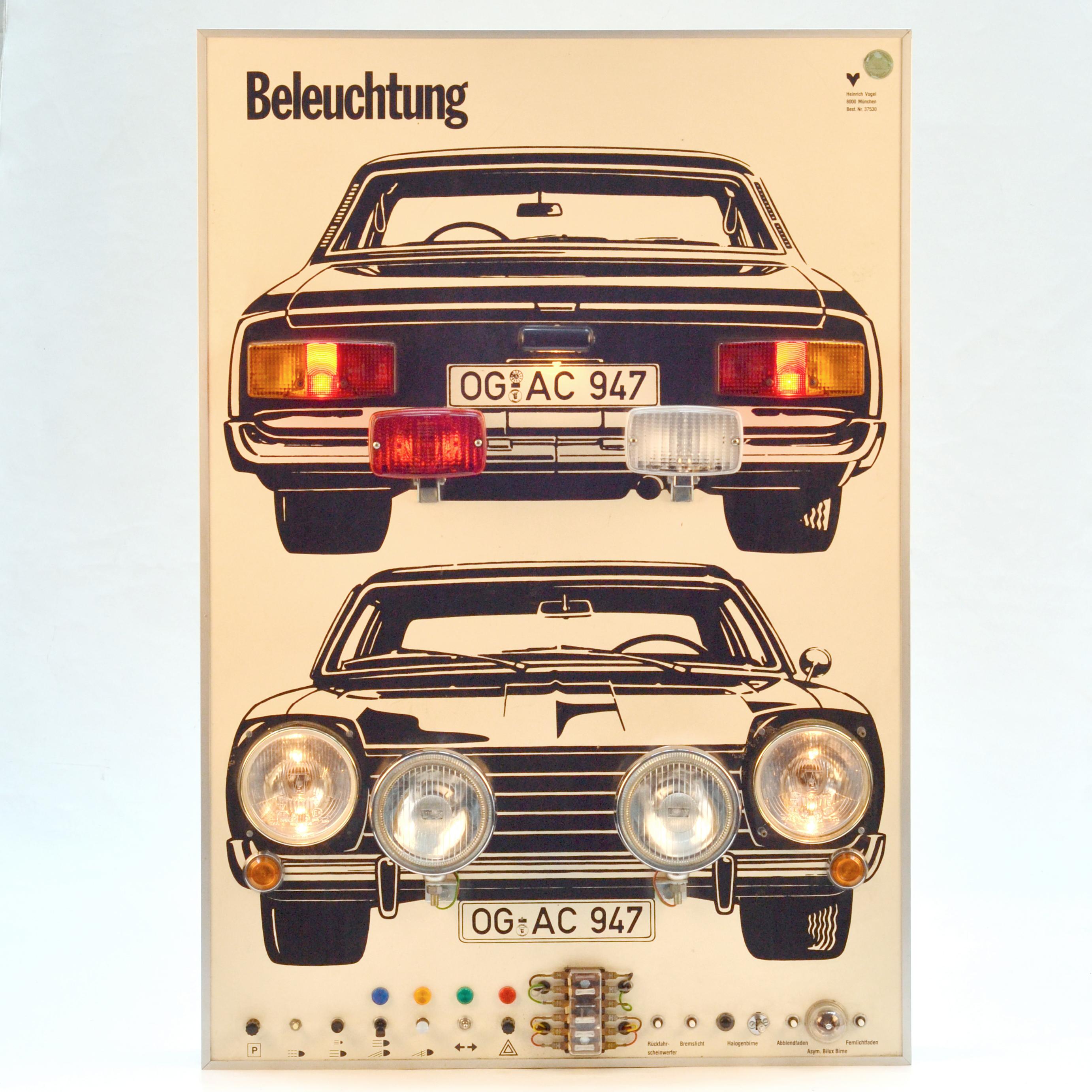 German Wall Mounted Artwork with Car and Lights for Driving Instructions For Sale