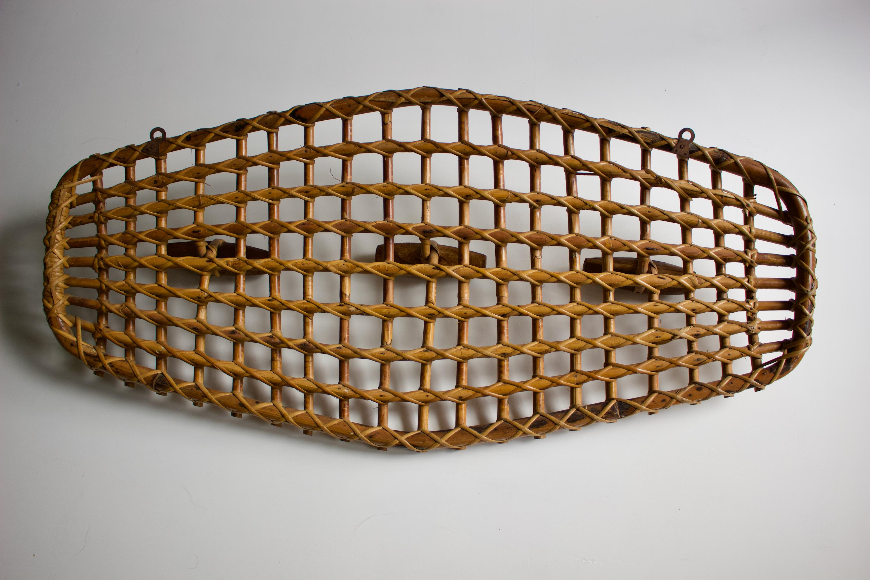 Wall-Mounted Bamboo Coat Rack with Three Hanging Points, Mid-20th Century, Italy 6