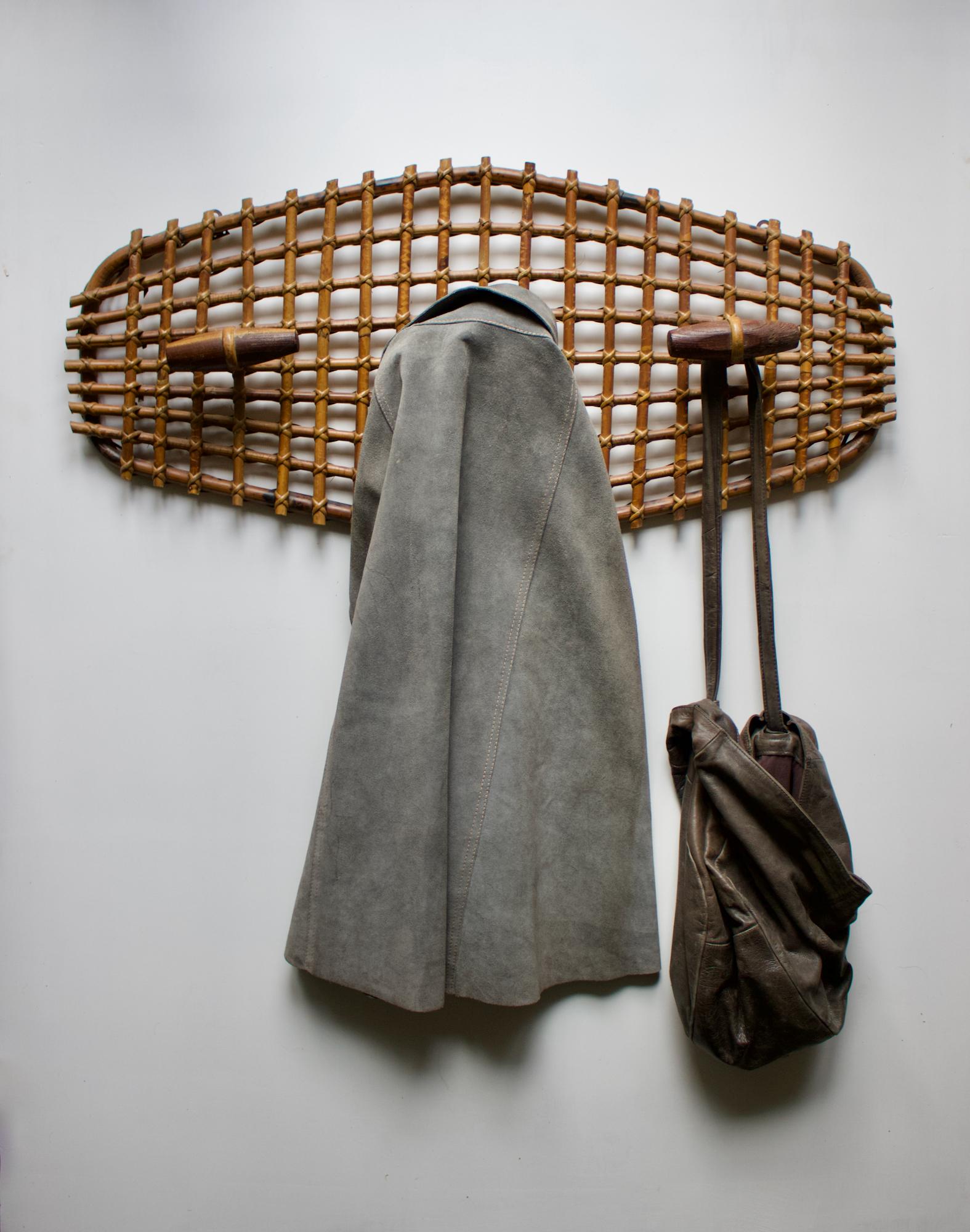 Wall-Mounted Bamboo Coat Rack with Three Hanging Points, Mid-20th Century, Italy 7