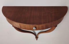 Wall-Mounted Black Walnut Console Table / Nightstand with Brass Handle