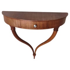 Wall-Mounted Black Walnut Console Table / Nightstand with Brass Handle