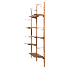 Wall-Mounted Bookcase in Teak, Beech and Brass by Finn Juhl, 1956