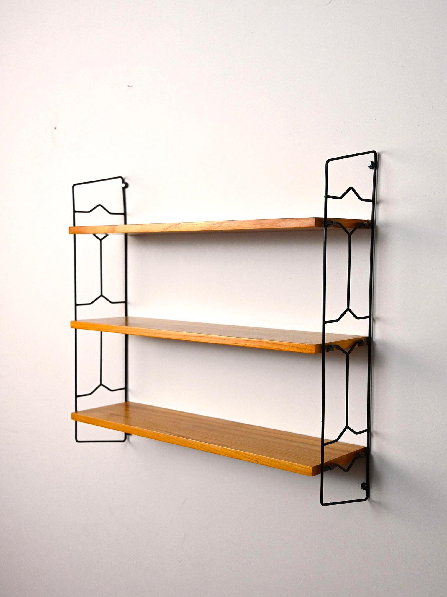 Scandinavian Modern Wall-mounted bookcase with three shelves For Sale