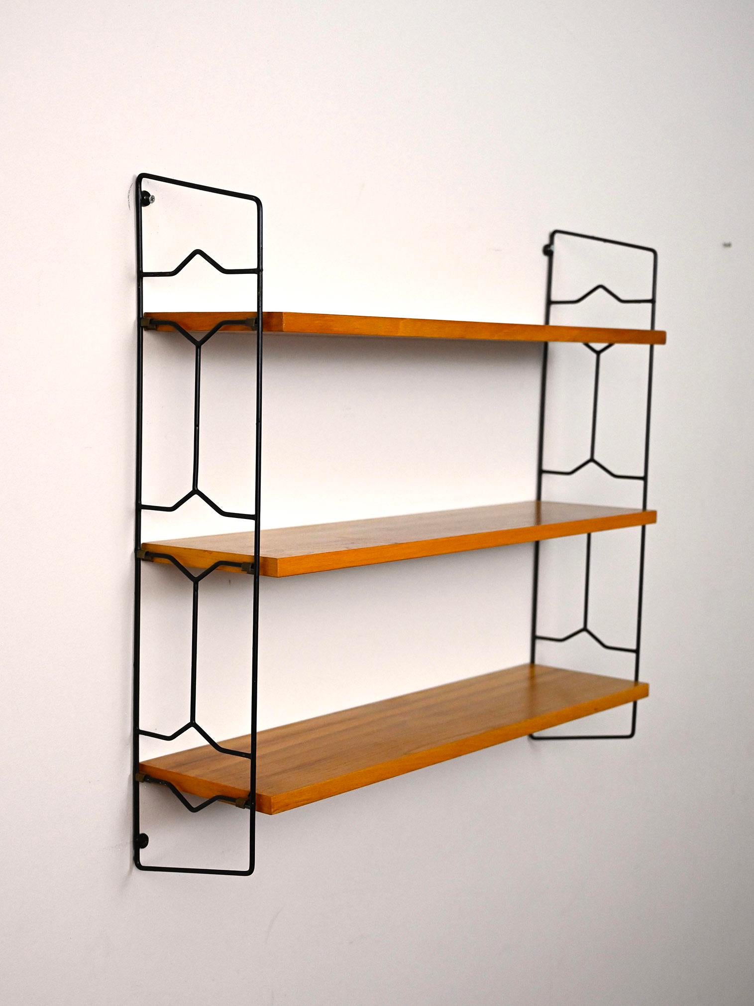 Scandinavian Wall-mounted bookcase with three shelves For Sale