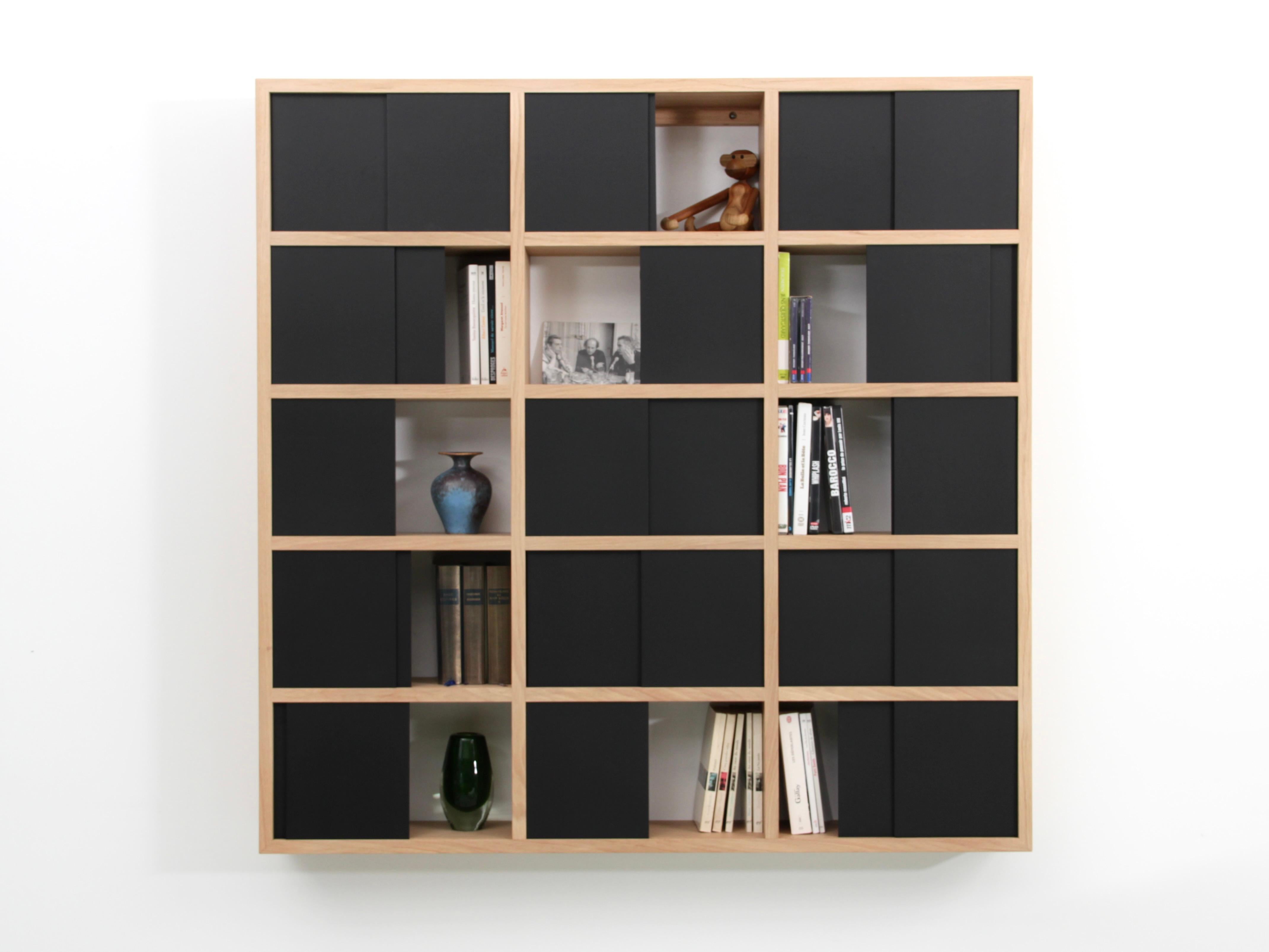 Wall-mounted bookshelf model Cache-Cache black For Sale 2