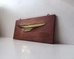 Wall-Mounted Brass Silhouette of Sail Boat by P. Hertz Copenhagen, Denmark