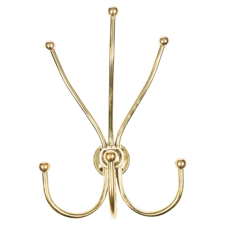Wall Mounted Brass Triple Coat and Hat Hook at 1stDibs