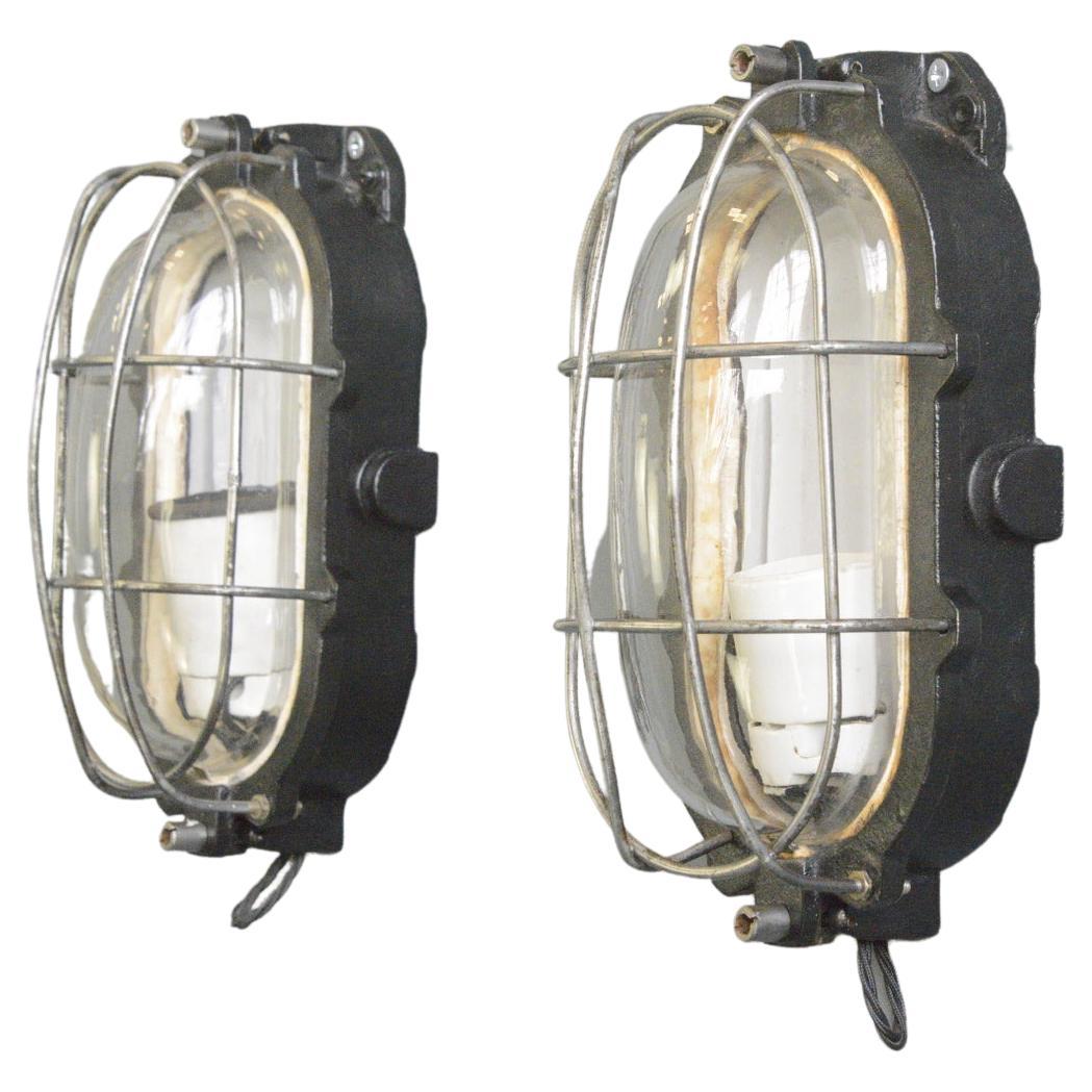 Wall Mounted Bulkhead Lights By Siemens & Schuckert Circa 1930s For Sale