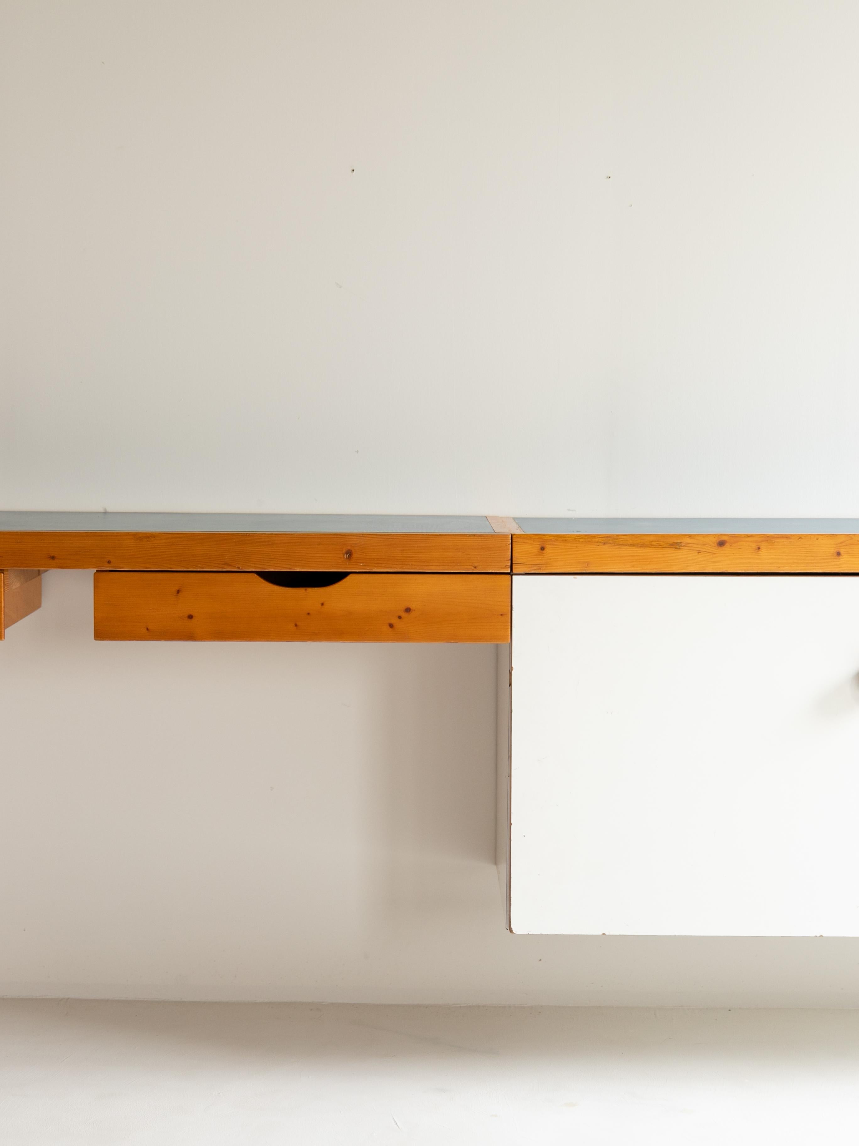 Wall Mounted Cabinet with Desk for Les Arcs by Charlotte Perriand In Good Condition For Sale In Sammu-shi, Chiba