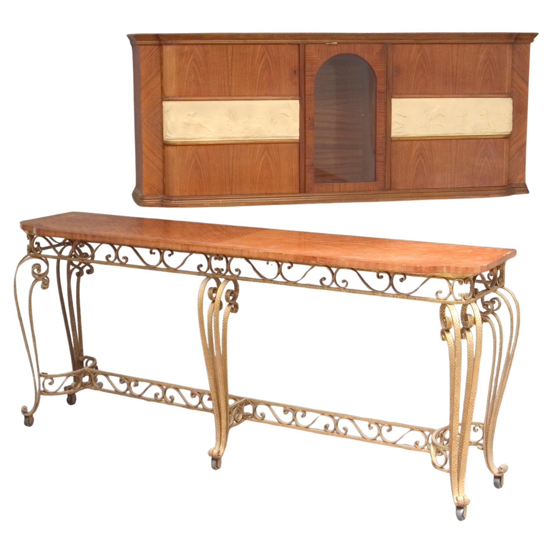 Wall-Mounted Cabinet with Movable Console Table by Francesco Bisacco For Sale