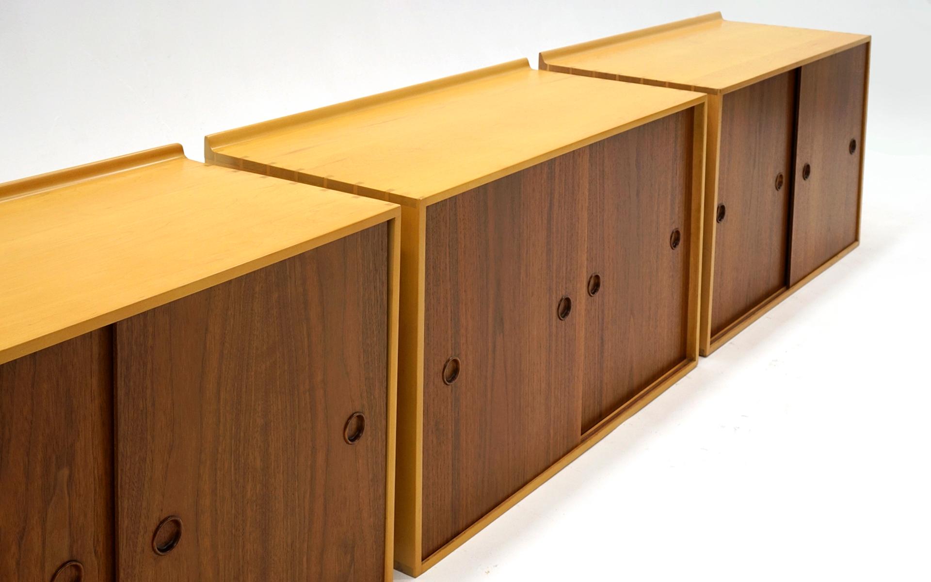 Wall Mounted Cabinets by Finn Juhl for Baker, Walnut and Birch, Great Condition For Sale 4