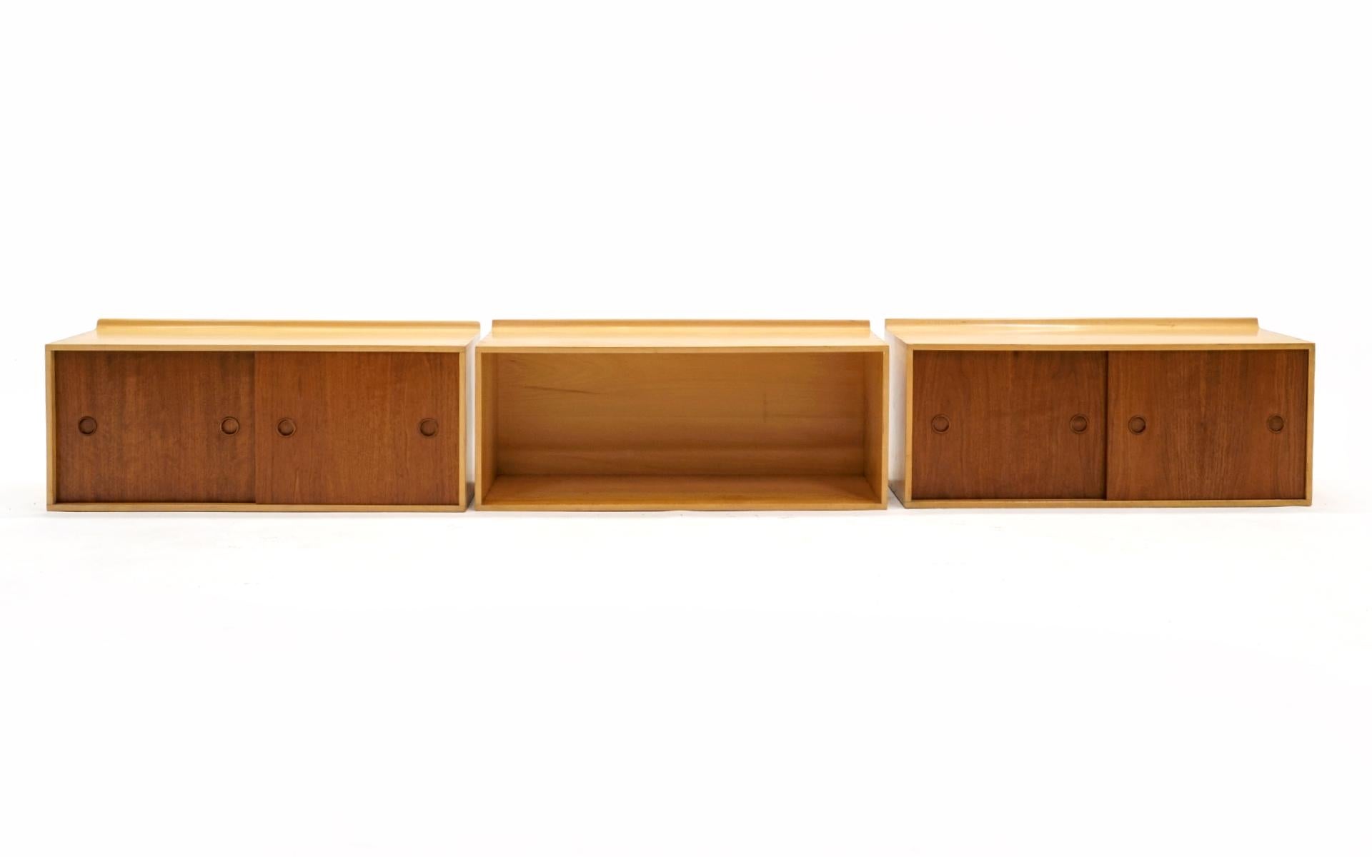 Wall Mounted Cabinets by Finn Juhl for Baker, Walnut and Birch, Great Condition For Sale 6