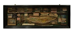 Wall-Mounted Case Containing a Large Collection of Fishing Items