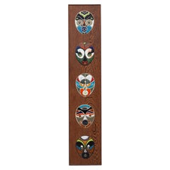 Wall Mounted Ceramic Five Tiles with Tribal Art Masks designed by Roland Zobel