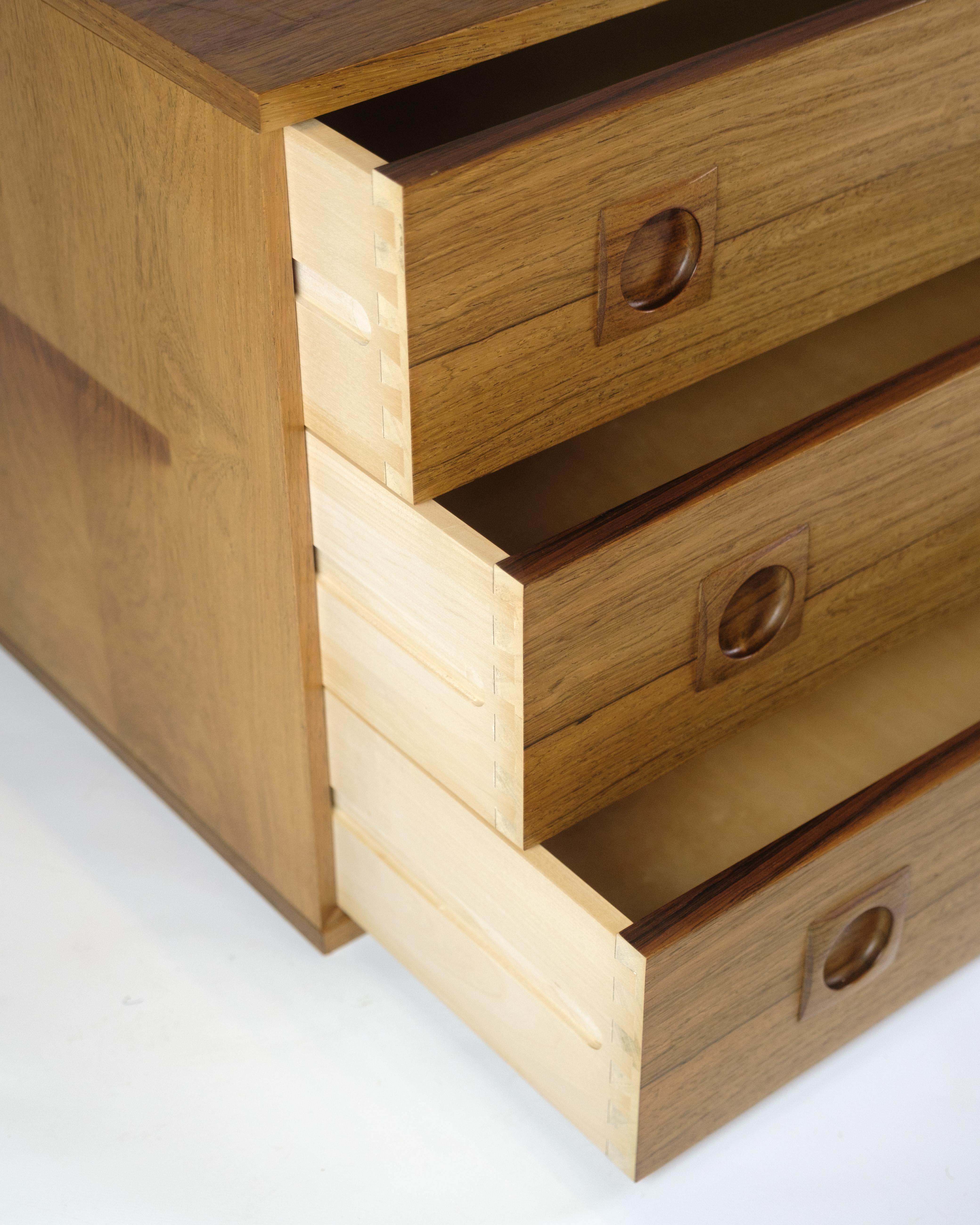 Wall-mounted Chest Of Drawers Made In Rosewood By Albert Hansen From 1960s For Sale 5