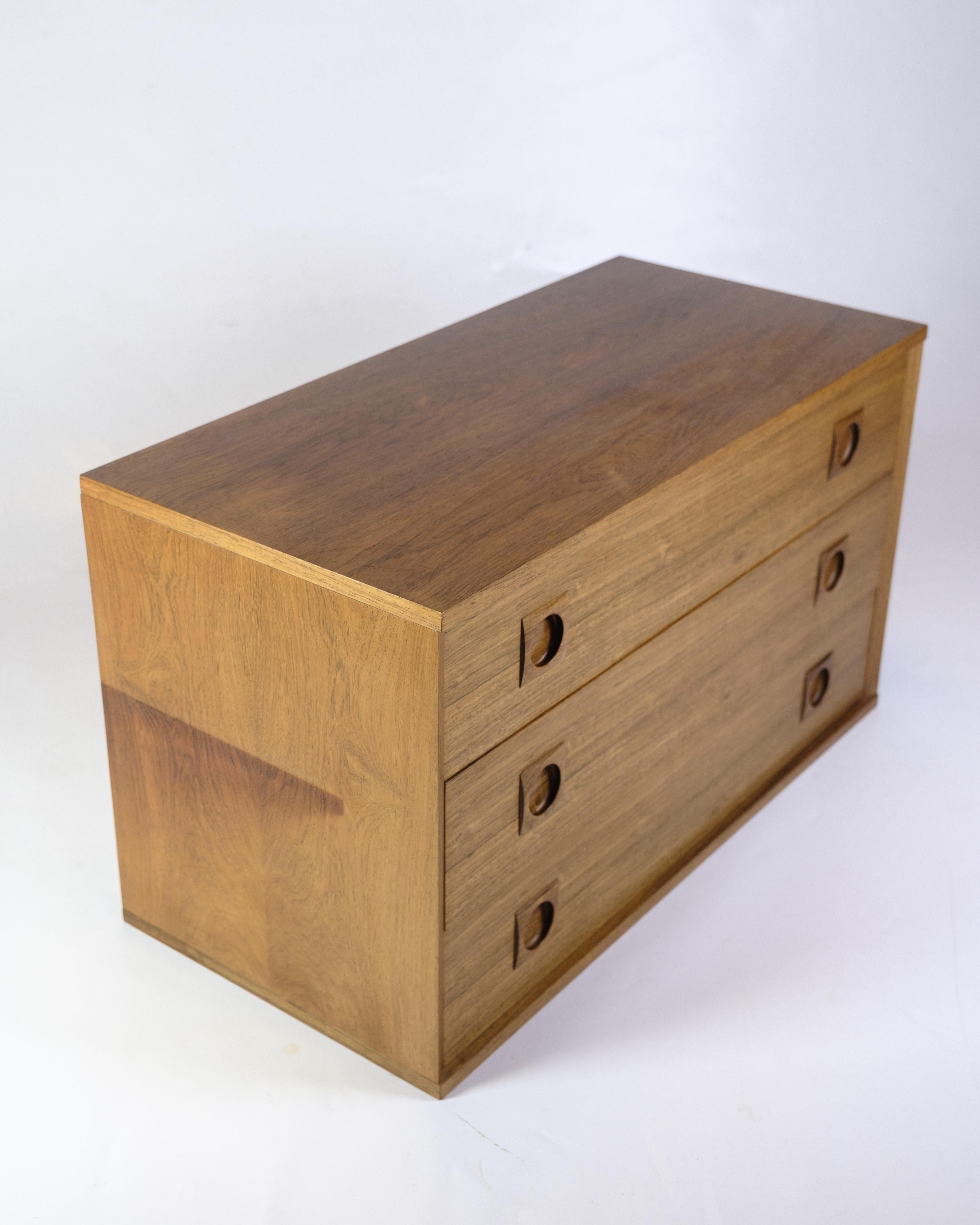 Mid-Century Modern Wall-mounted Chest Of Drawers Made In Rosewood By Albert Hansen From 1960s For Sale