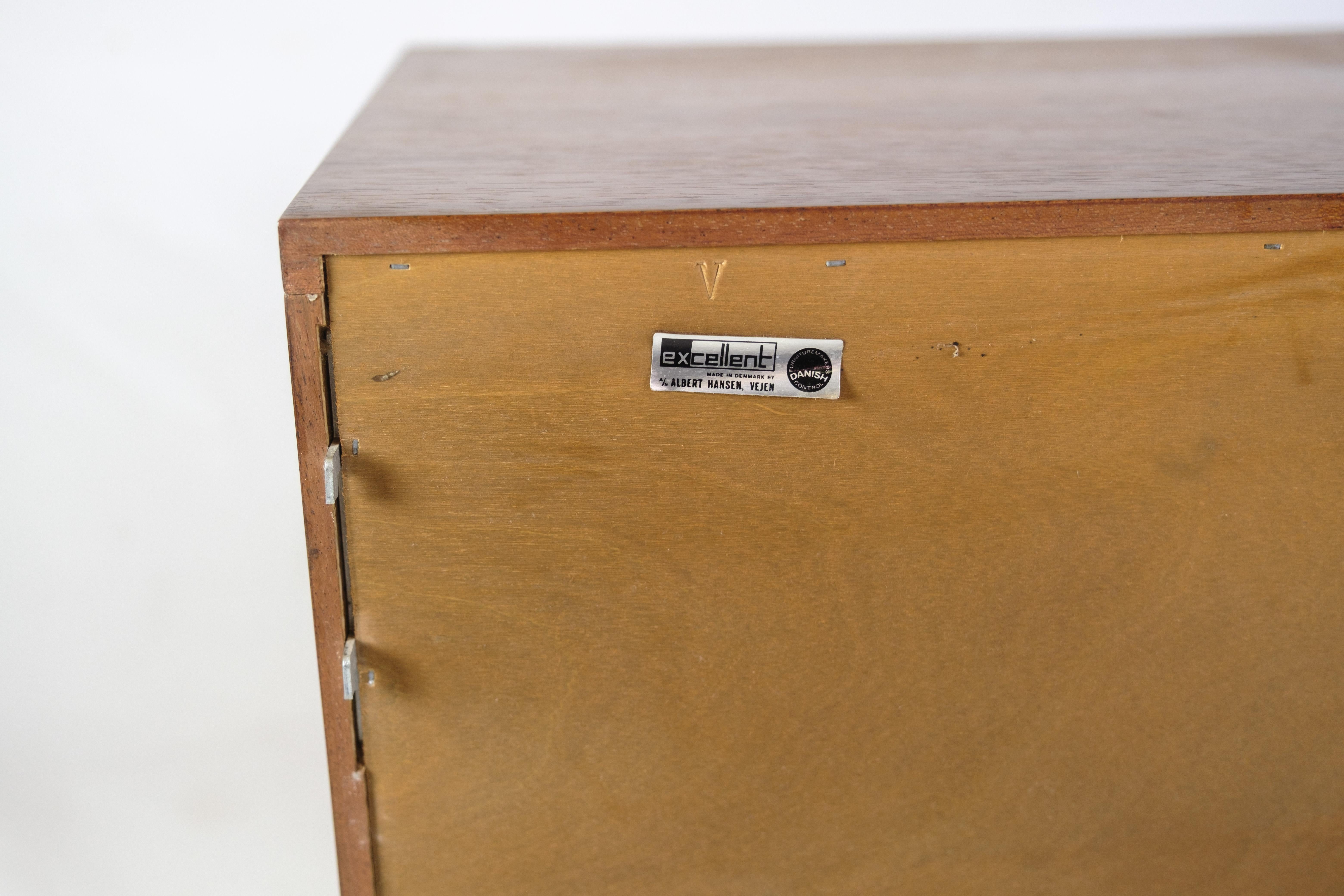 Wall-mounted Chest Of Drawers Made In Rosewood By Albert Hansen From 1960s For Sale 1