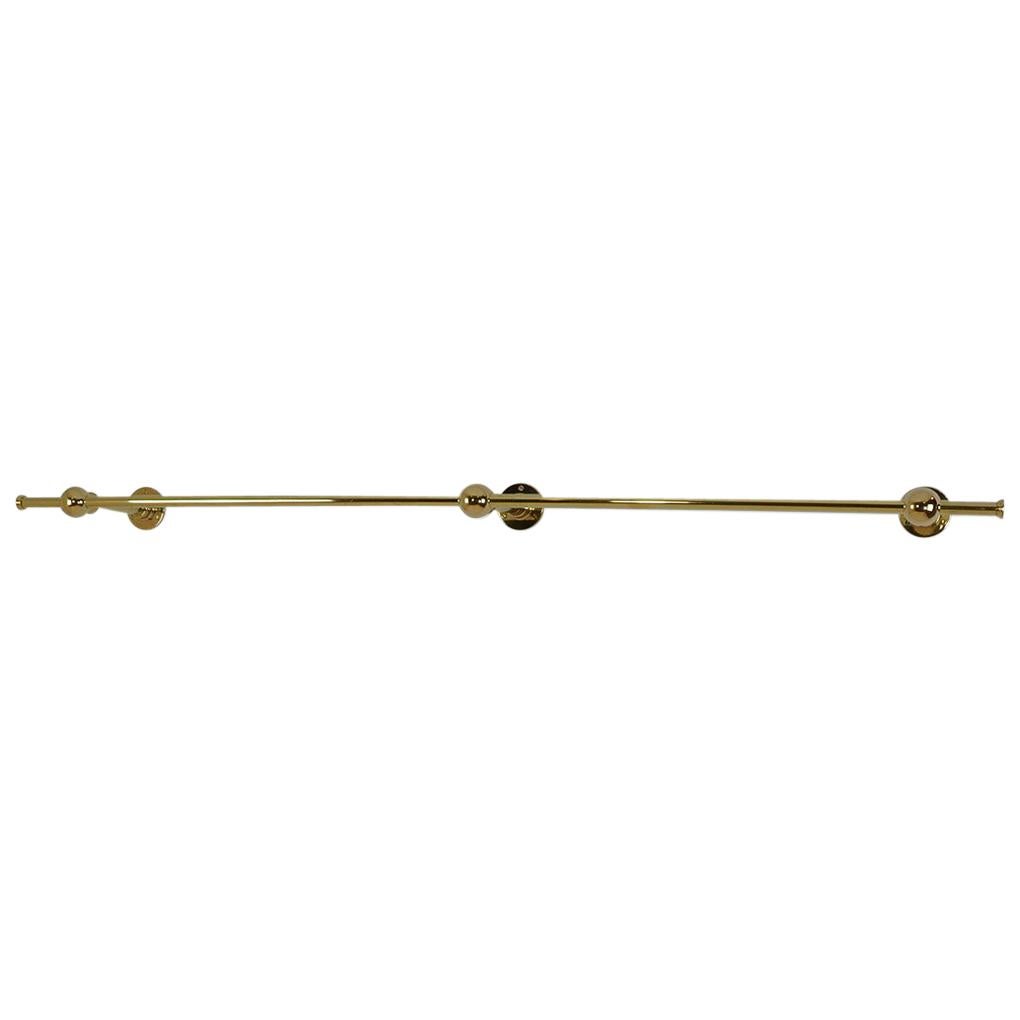 Wall Mounted Clothes Rail with Triple Fixing Points, Solid Brass For Sale