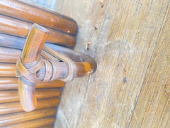 Wall Mounted Coat Rack, Brass with Brown Bamboo Hat Rack from the 1950s, France